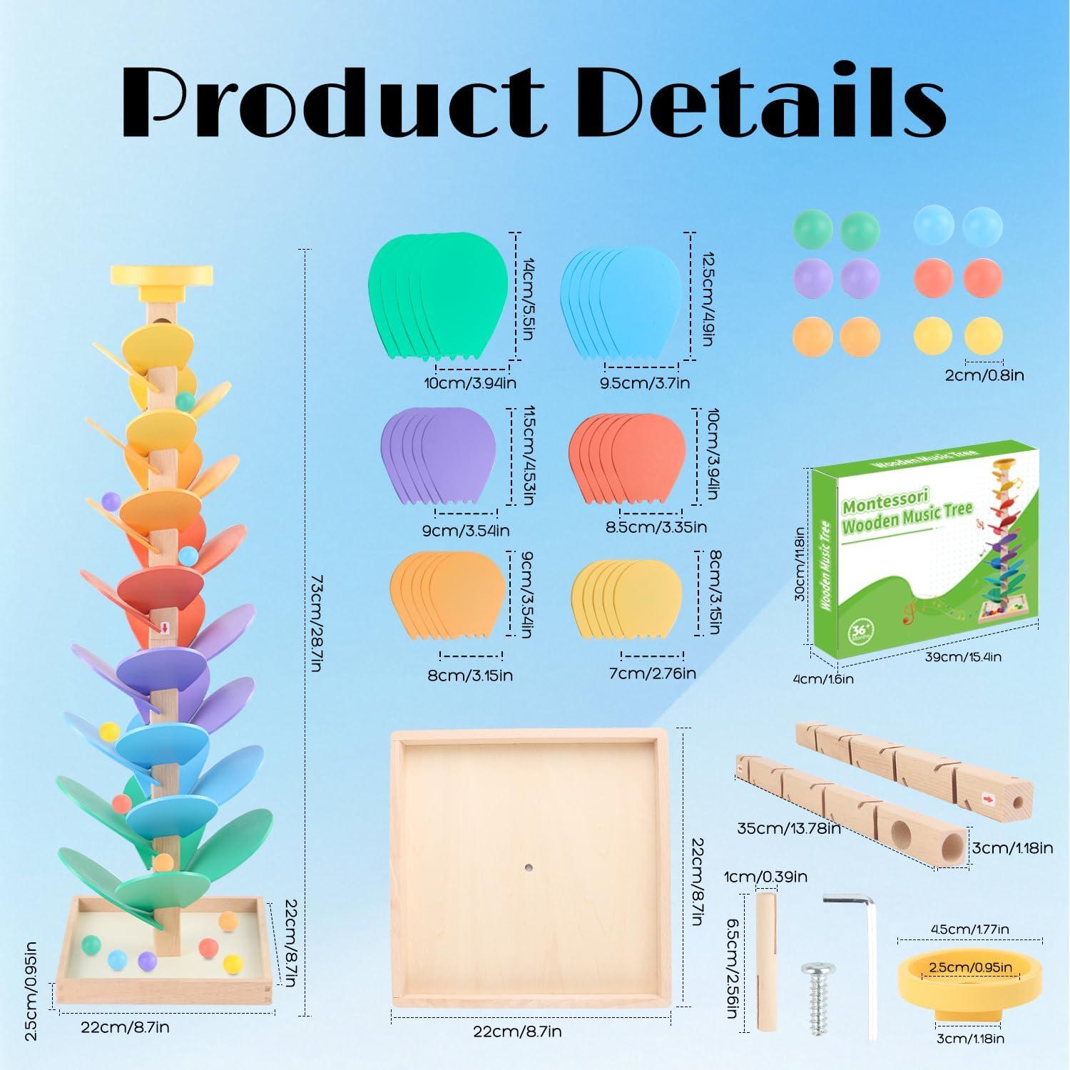 Juego de Carrera de Canicas de Madera para Niños 4-8 Años