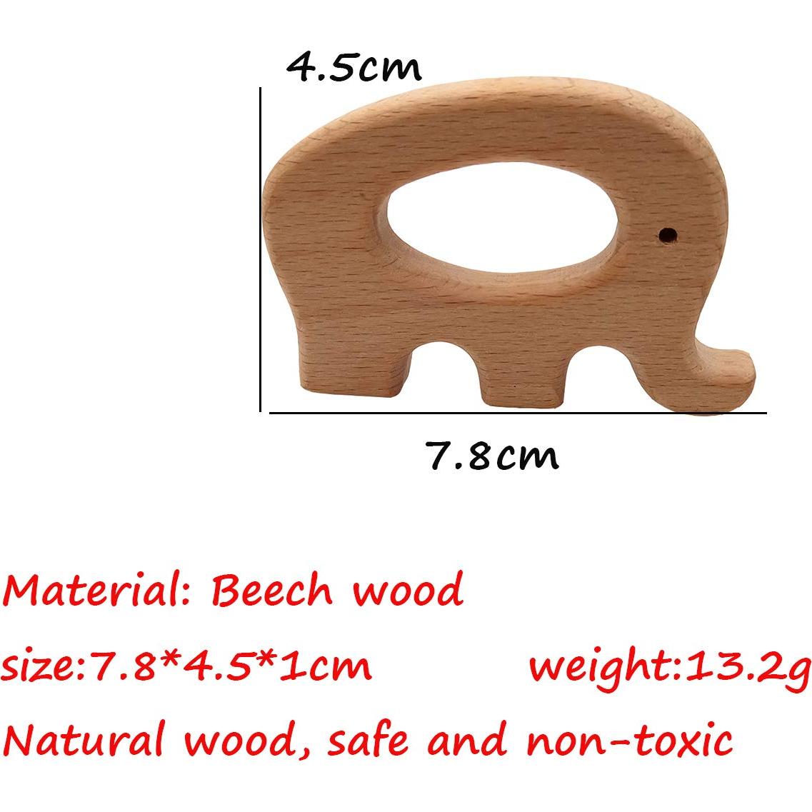 10 Juguetes de Madera Natural Elefante para Decoración y Mordedores