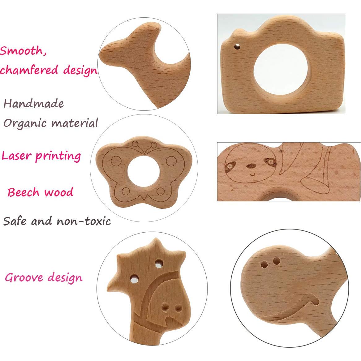 10 Juguetes de Madera Natural Elefante para Decoración y Mordedores