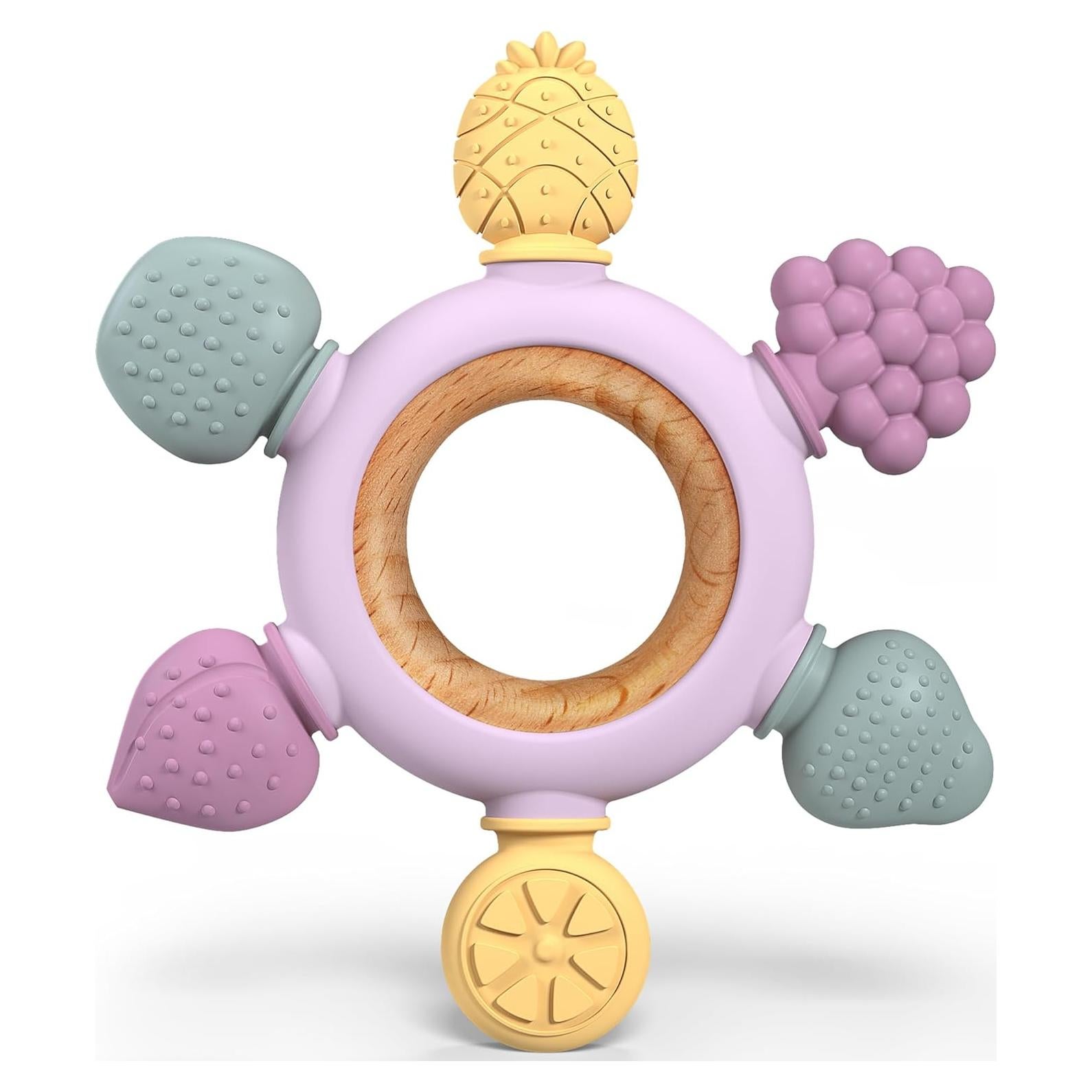 Mordedor de Silicona para Bebés GJZZ Fruta y Madera 0-12 Meses