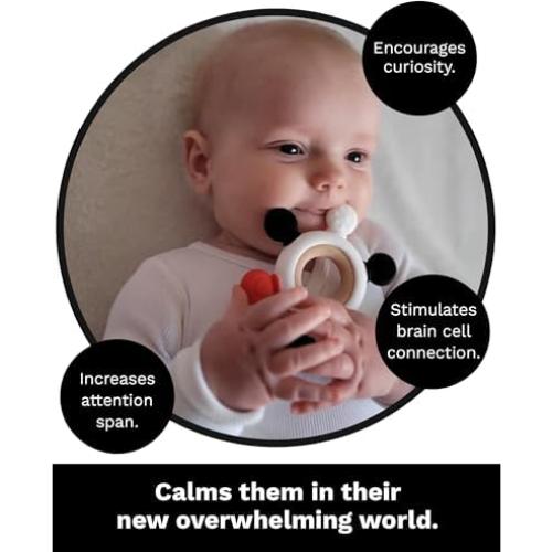 Anillo de Mordedor Samuel - Madera de Haya y Silicona - Rojo, Negro, Blanco