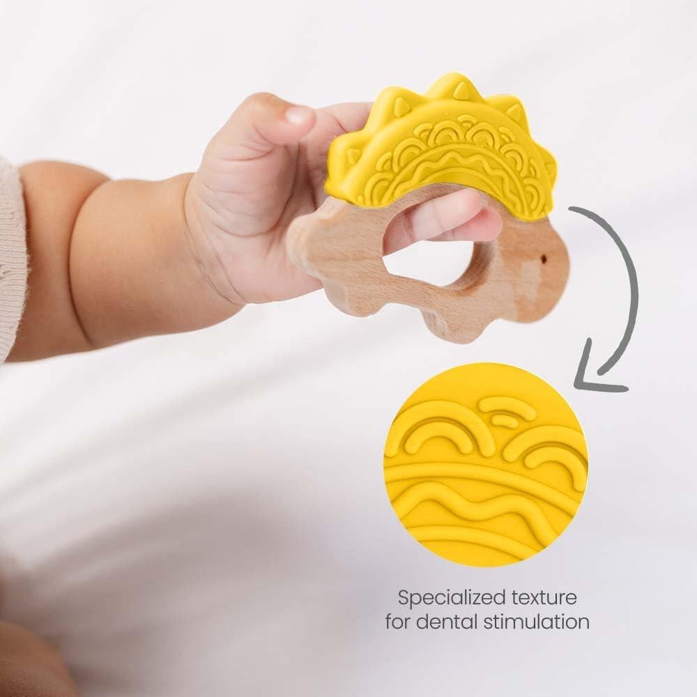 Mordedor de Silicona y Madera JUNUNA - Alivio Dentición Bebés