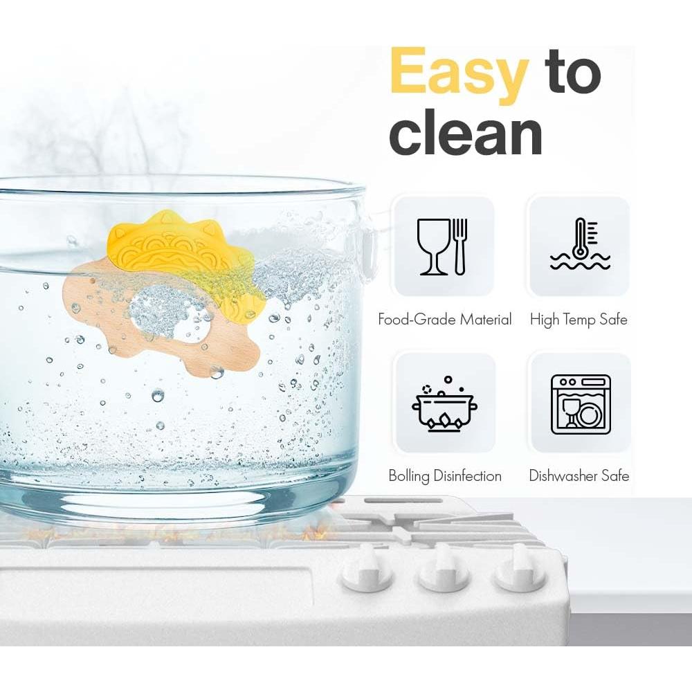 Mordedor de Silicona y Madera JUNUNA - Alivio Dentición Bebés