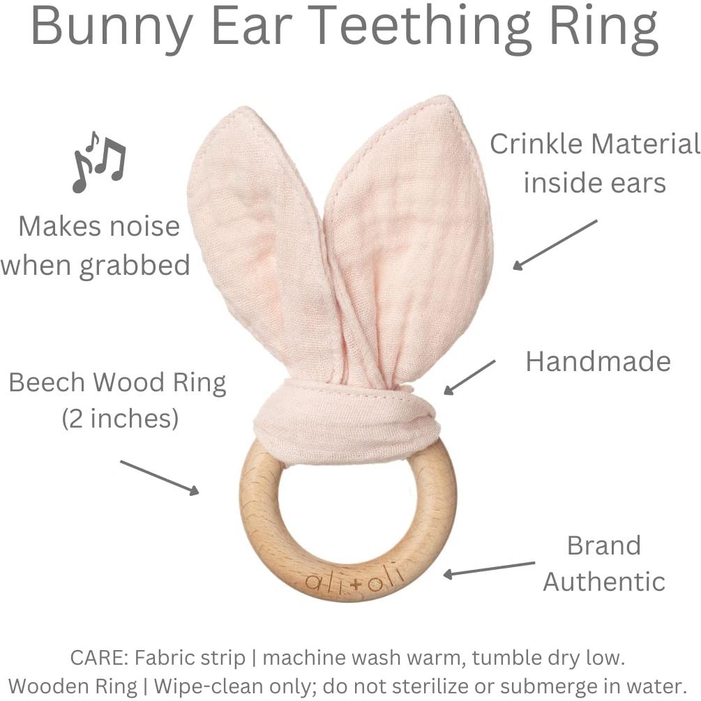 Mordedor de Madera para Bebés Ali+Oli Conejo Rosa