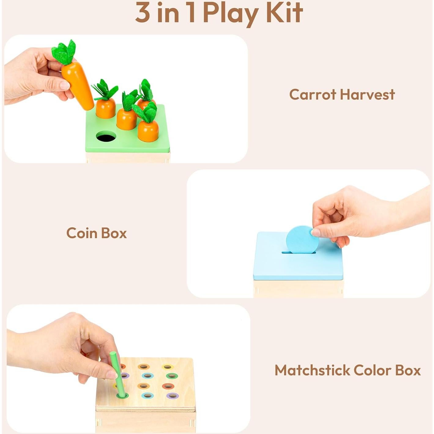 Juguetes Montessori Woodtoe 36 PCS para Niños 1+ Años