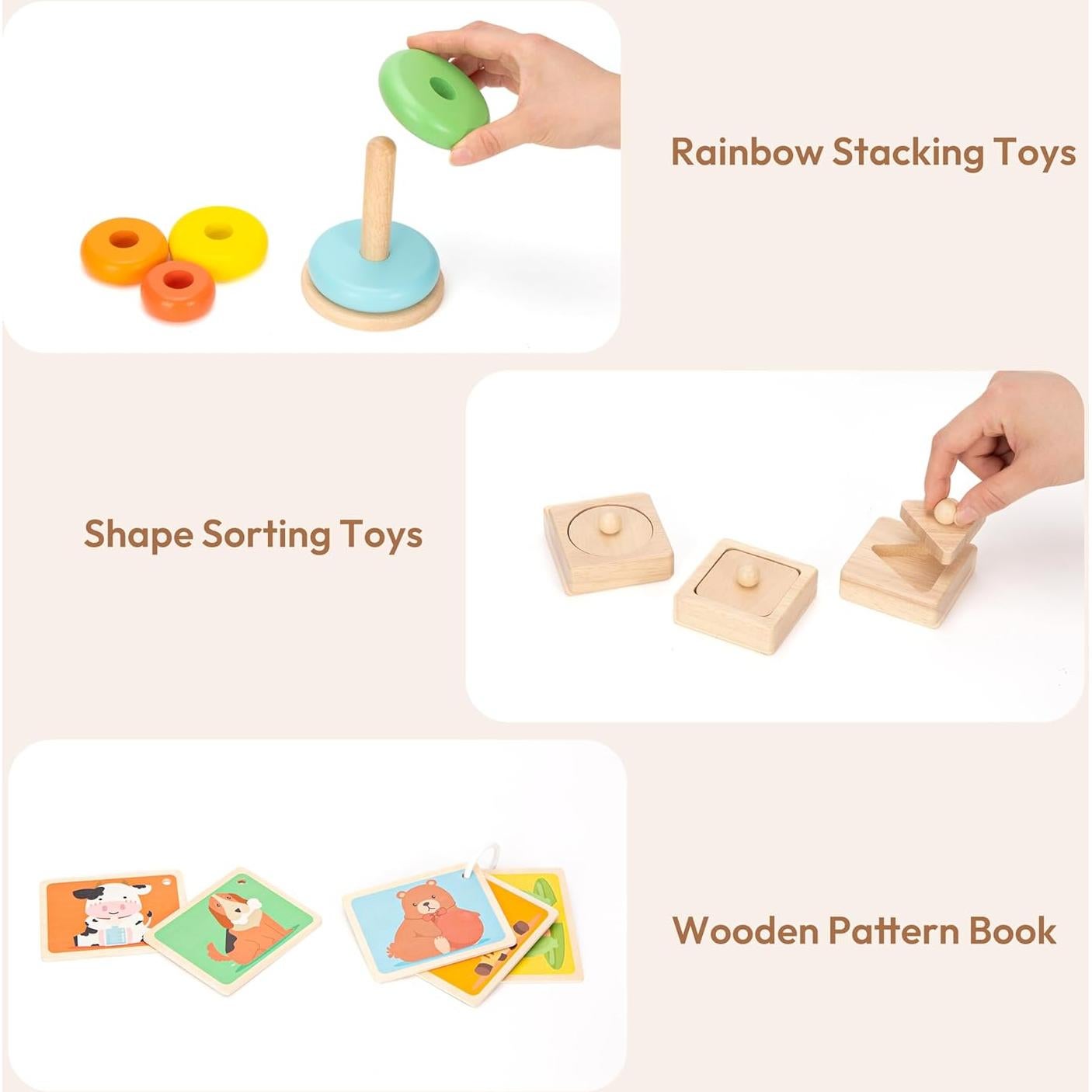 Juguetes Montessori Woodtoe 36 PCS para Niños 1+ Años