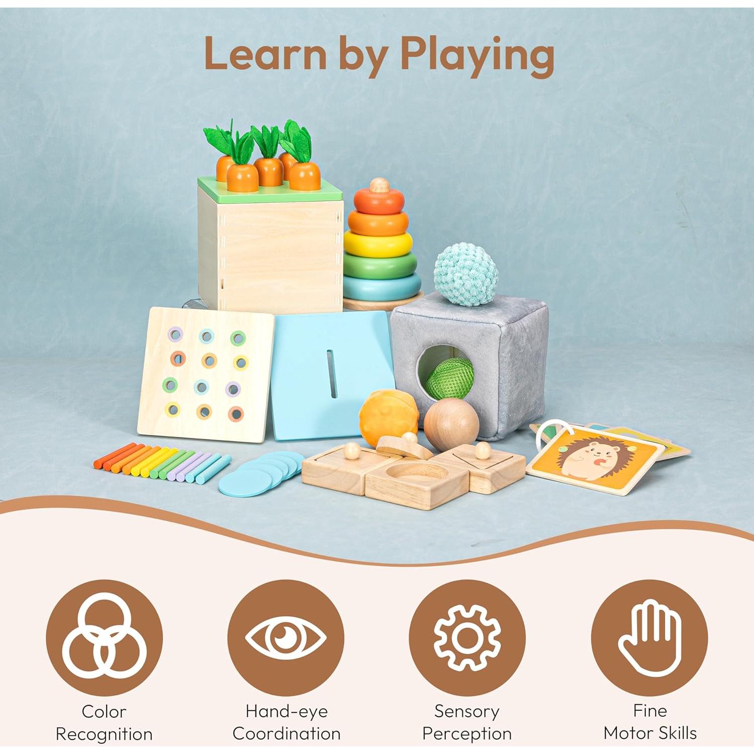 Juguetes Montessori Woodtoe 36 PCS para Niños 1+ Años