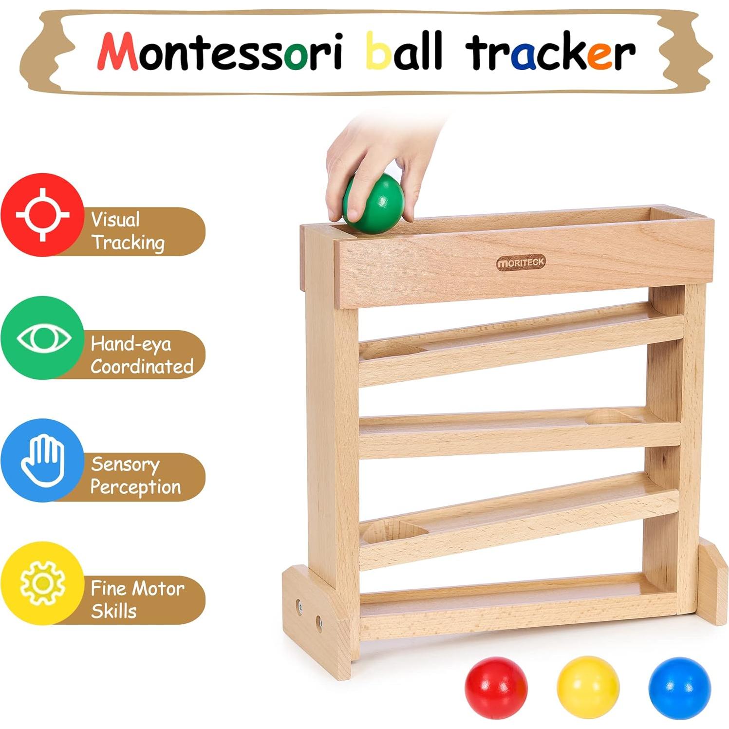 Rastreador de Pelotas Montessori MORITECK - Juguete de Madera 1-3 Años