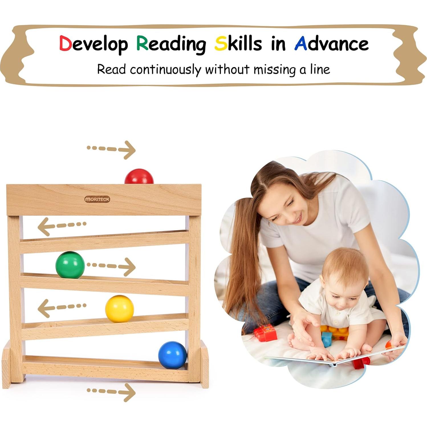 Rastreador de Pelotas Montessori MORITECK - Juguete de Madera 1-3 Años