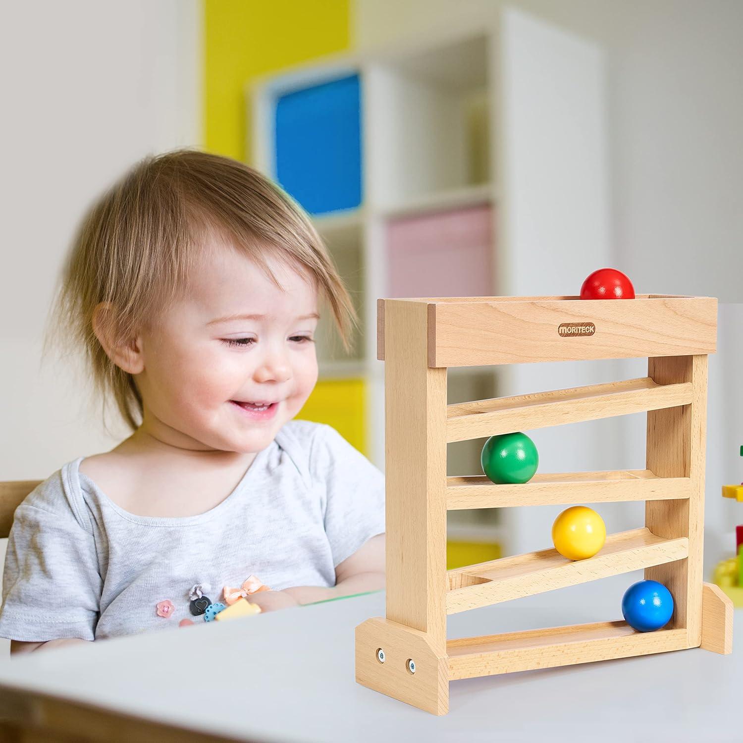 Rastreador de Pelotas Montessori MORITECK - Juguete de Madera 1-3 Años