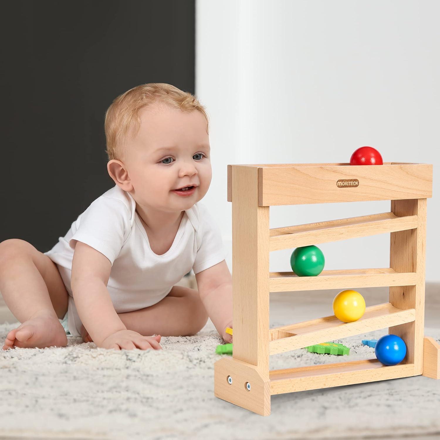 Rastreador de Pelotas Montessori MORITECK - Juguete de Madera 1-3 Años