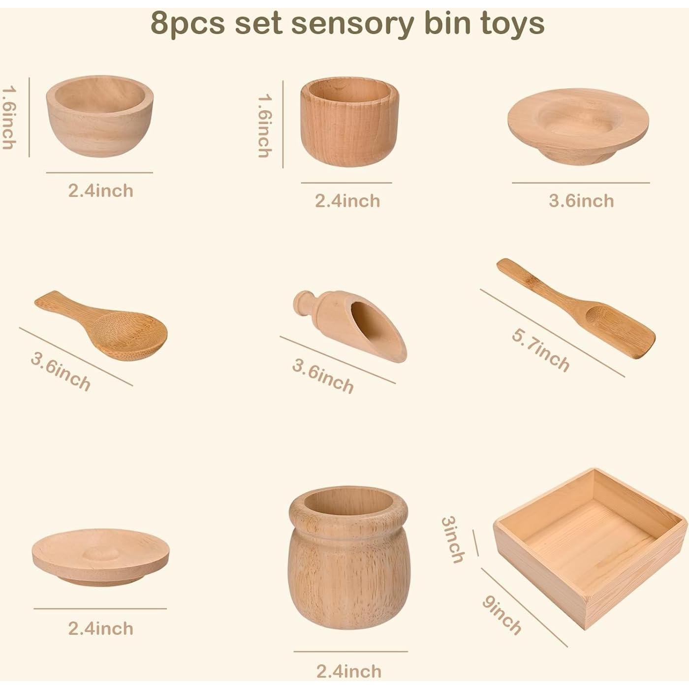 Herramientas Sensoriales Montessori DONMILLS con Bandeja de Madera