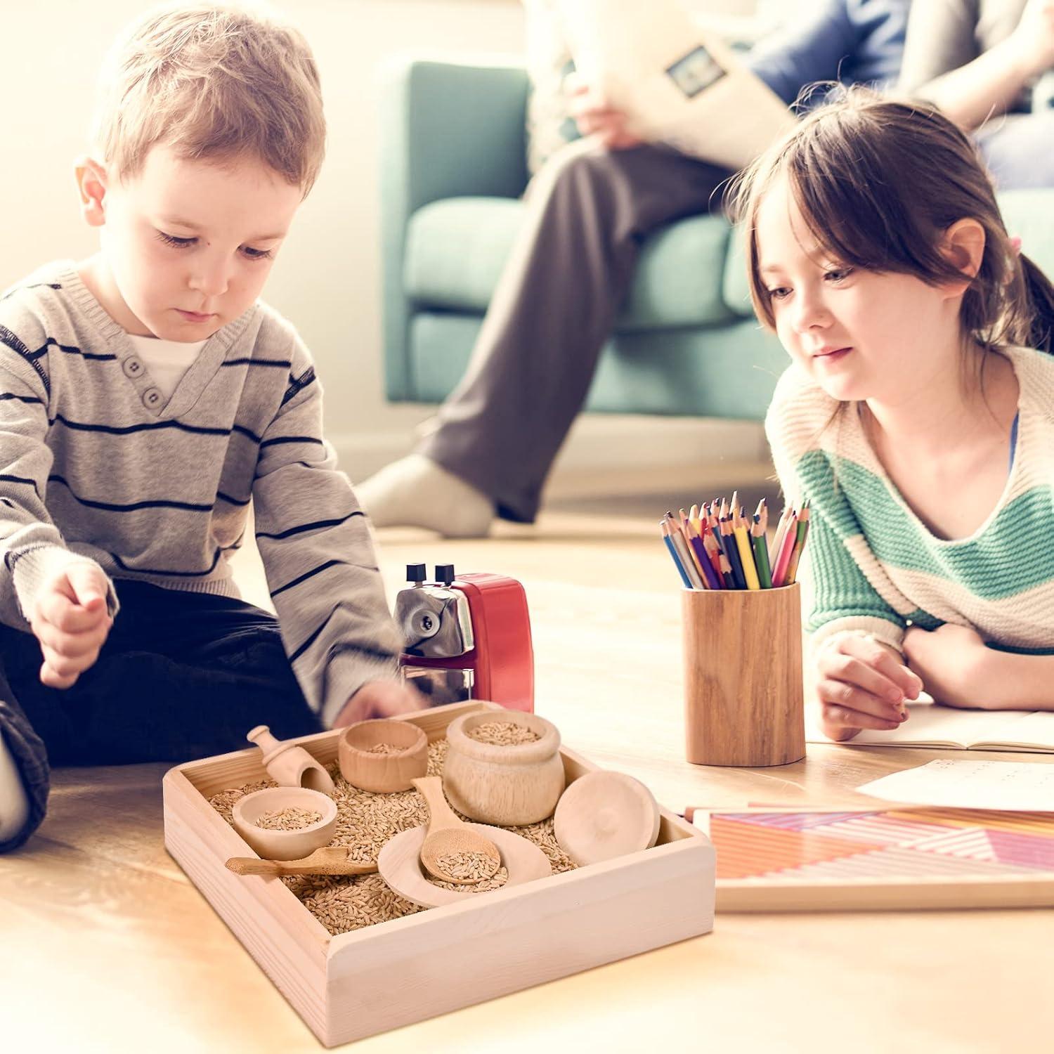 Herramientas Sensoriales Montessori DONMILLS con Bandeja de Madera