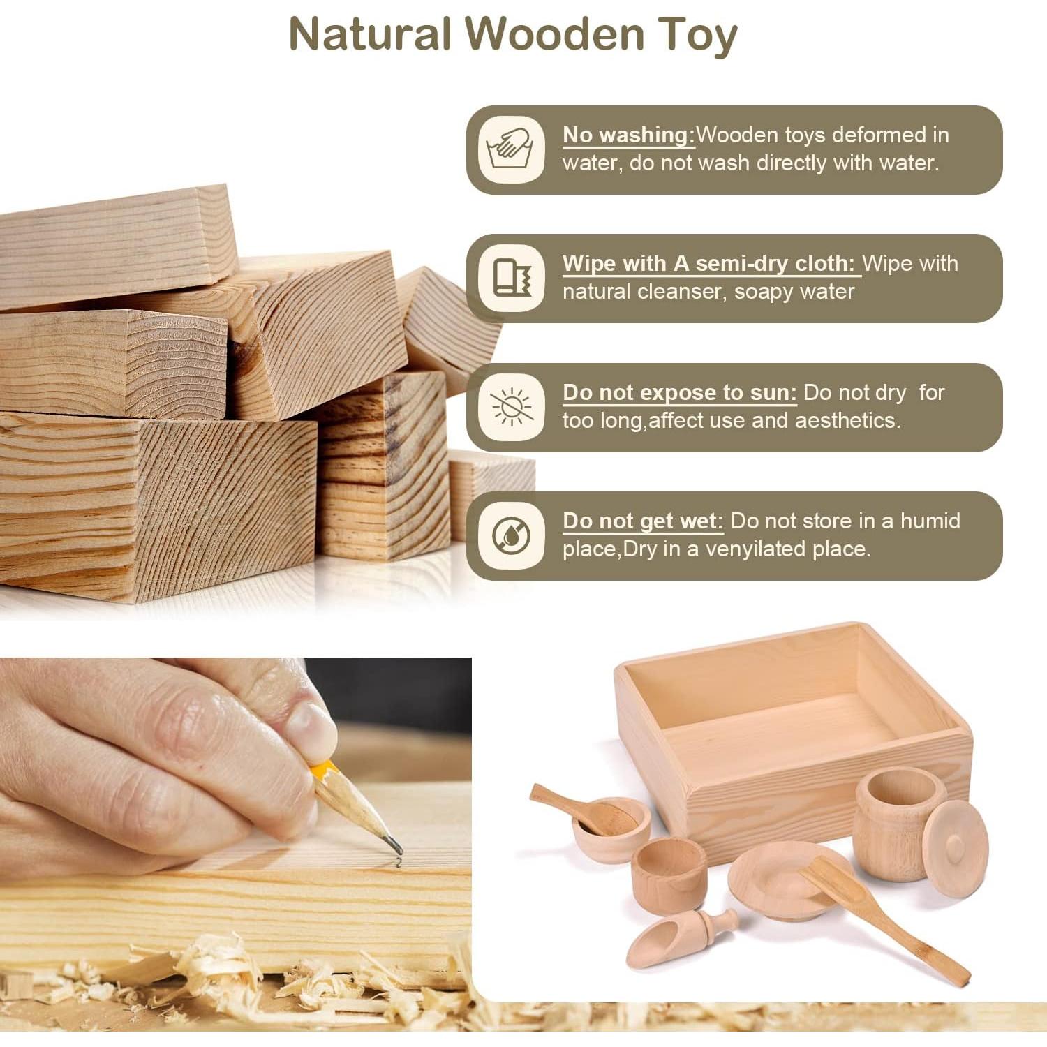 Herramientas Sensoriales Montessori DONMILLS con Bandeja de Madera