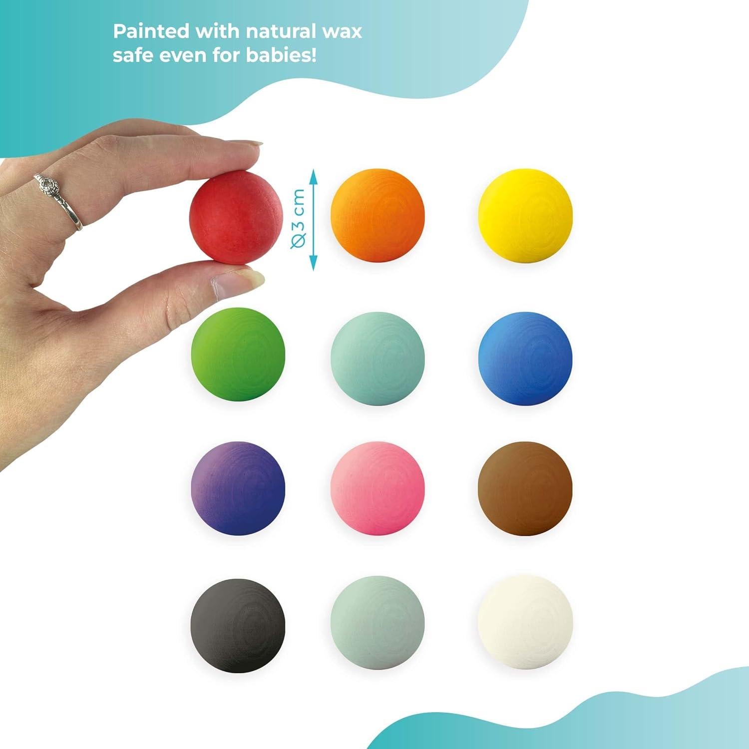 Juego Clasificador de Bolas de Madera Ulanik 12 Piezas 3 cm