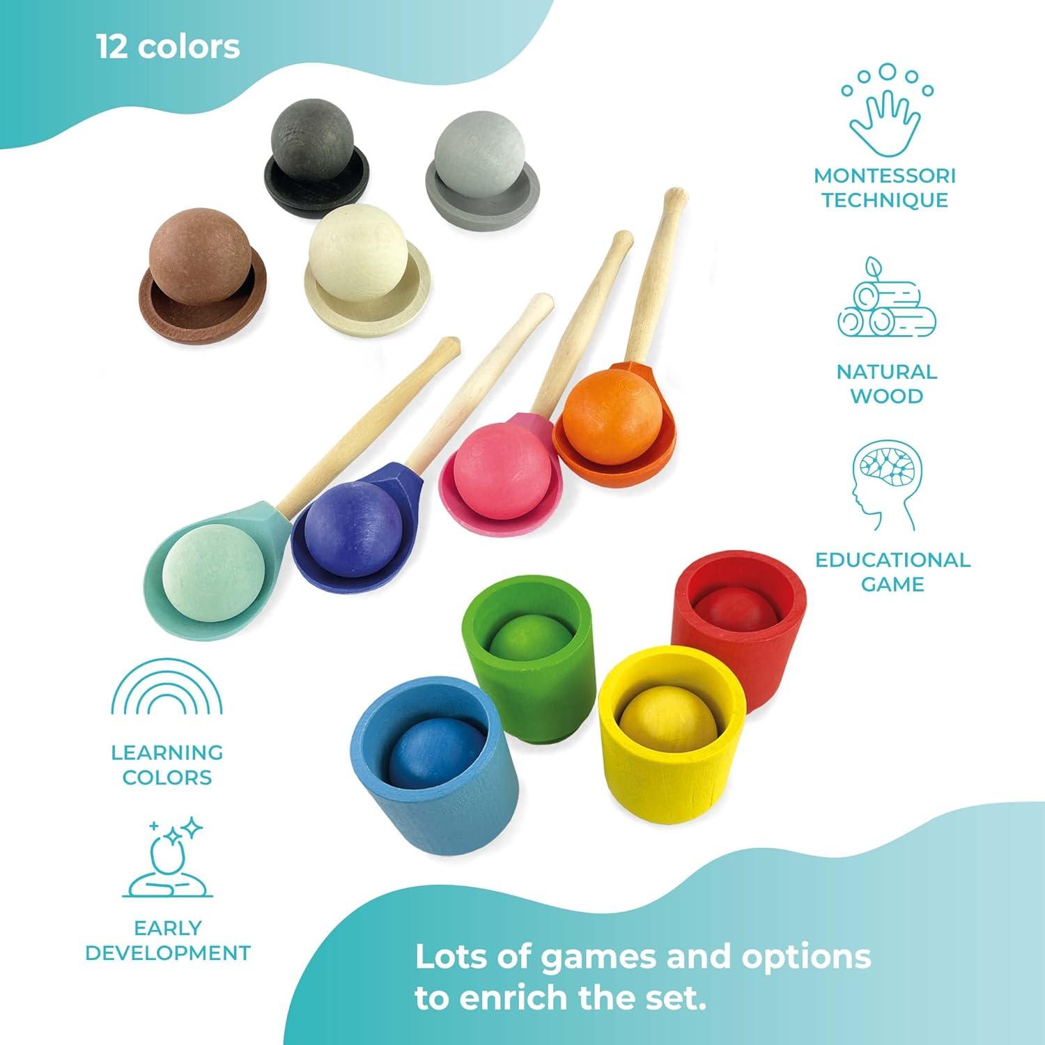 Juego Clasificador de Bolas de Madera Ulanik 12 Piezas 3 cm