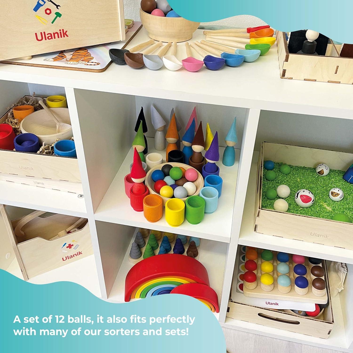 Juego Clasificador de Bolas de Madera Ulanik 12 Piezas 3 cm