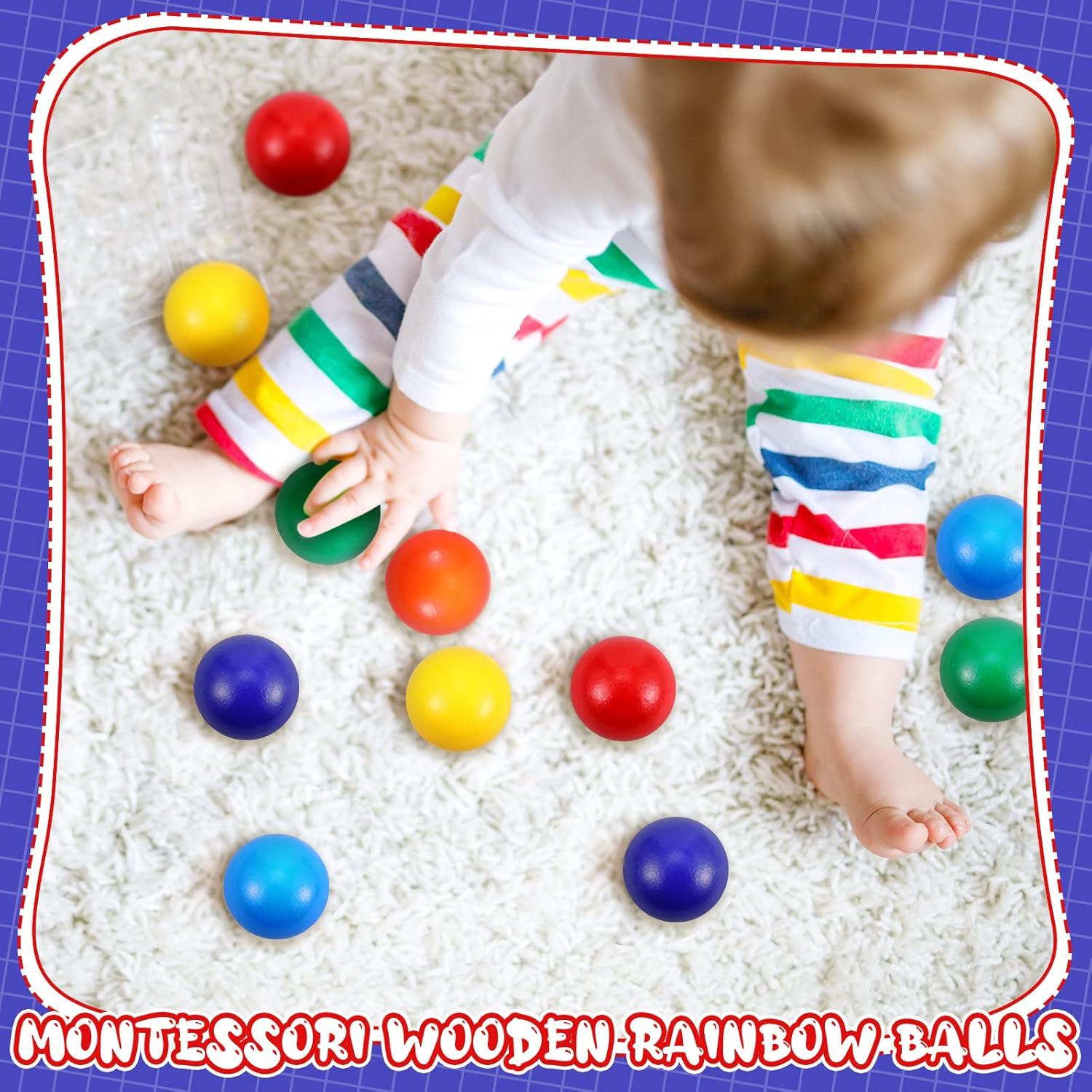 Bucherry 12 Bolas de Madera Montessori 45 mm Color Mezclado