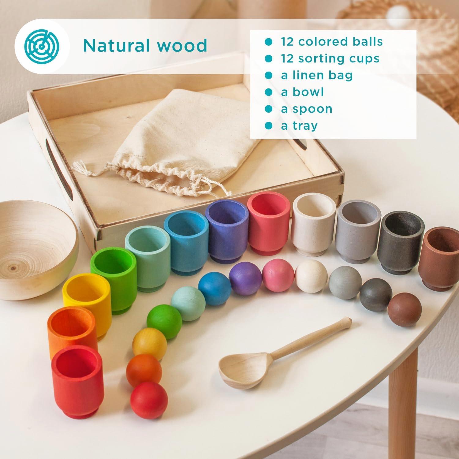 Juguete Montessori Ulanik Bolas en Tazas 12 meses+ Madera