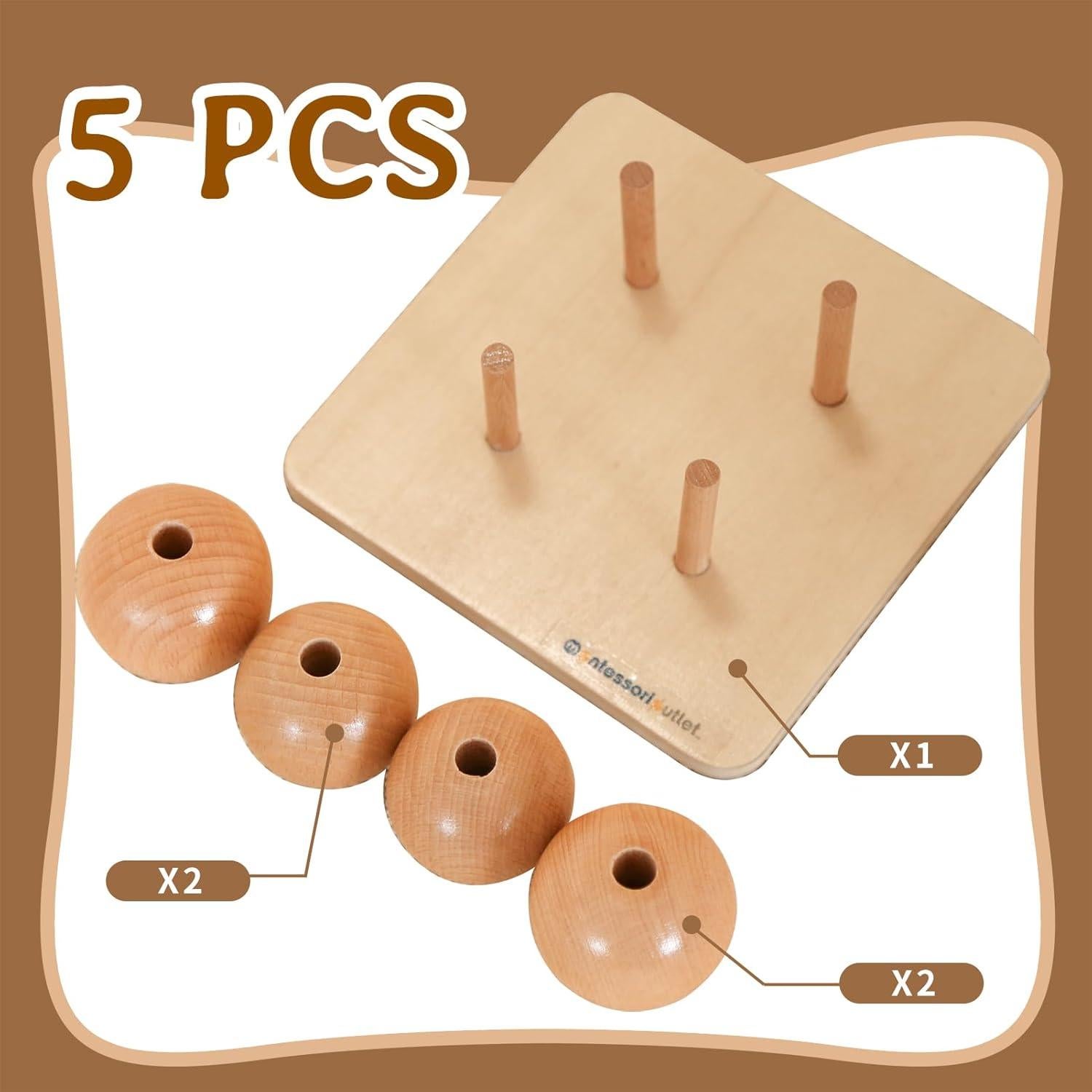 Bolas de Madera en Clavos Pequeños Montessori Outlet 0-3 Años