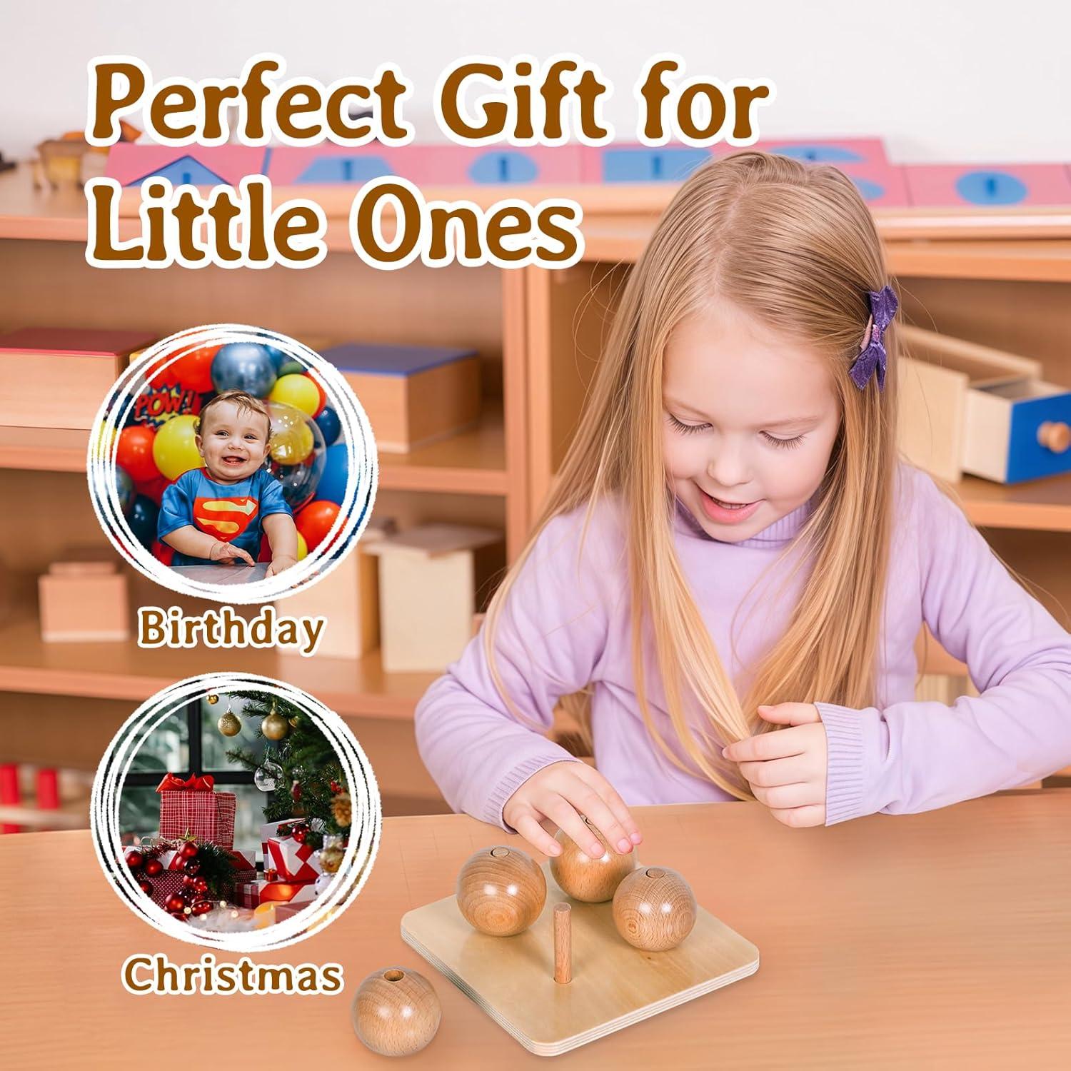 Bolas de Madera en Clavos Pequeños Montessori Outlet 0-3 Años