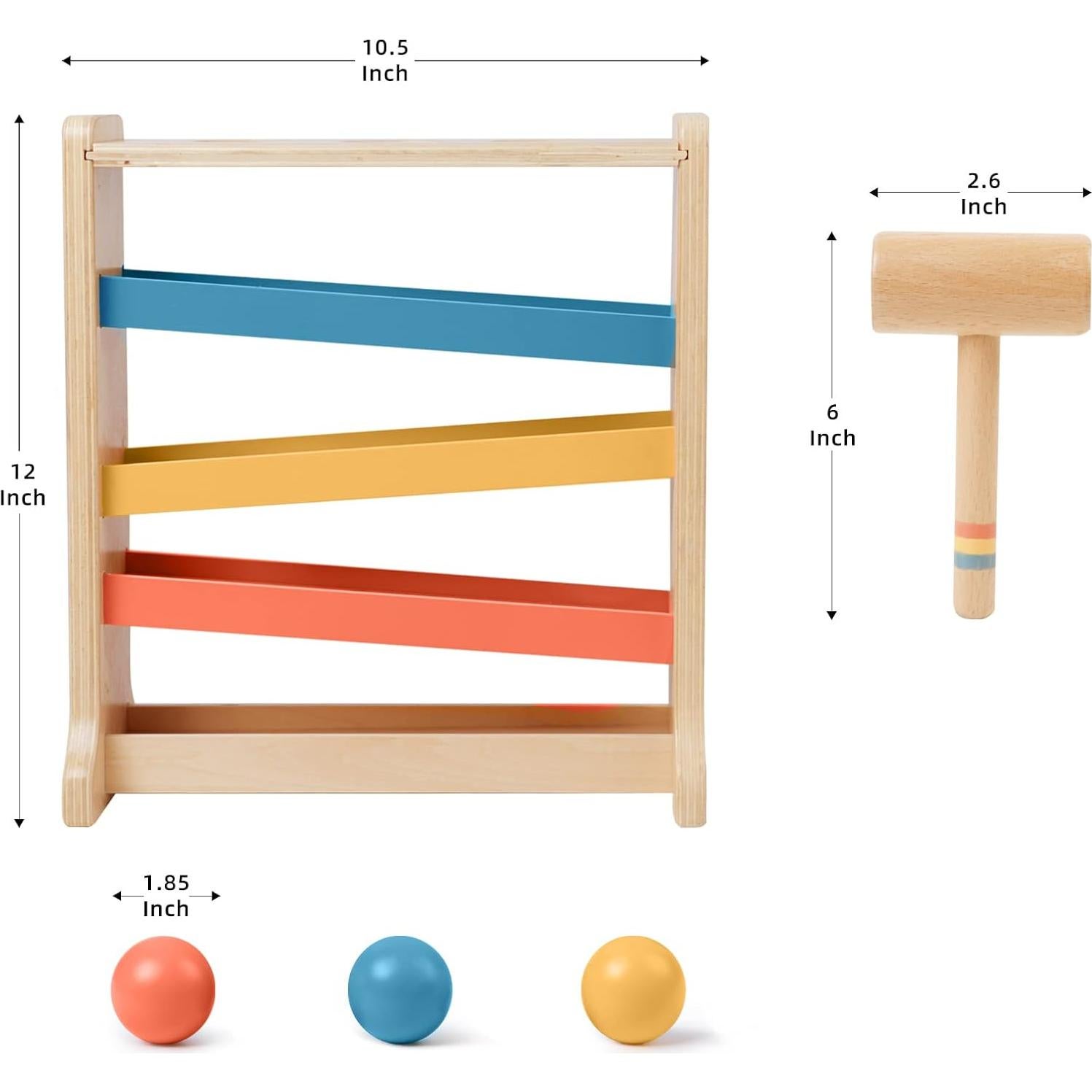 Rastreador de Pelotas Montessori TOYICOME - Juguete de Madera para Niños 1-3 Años