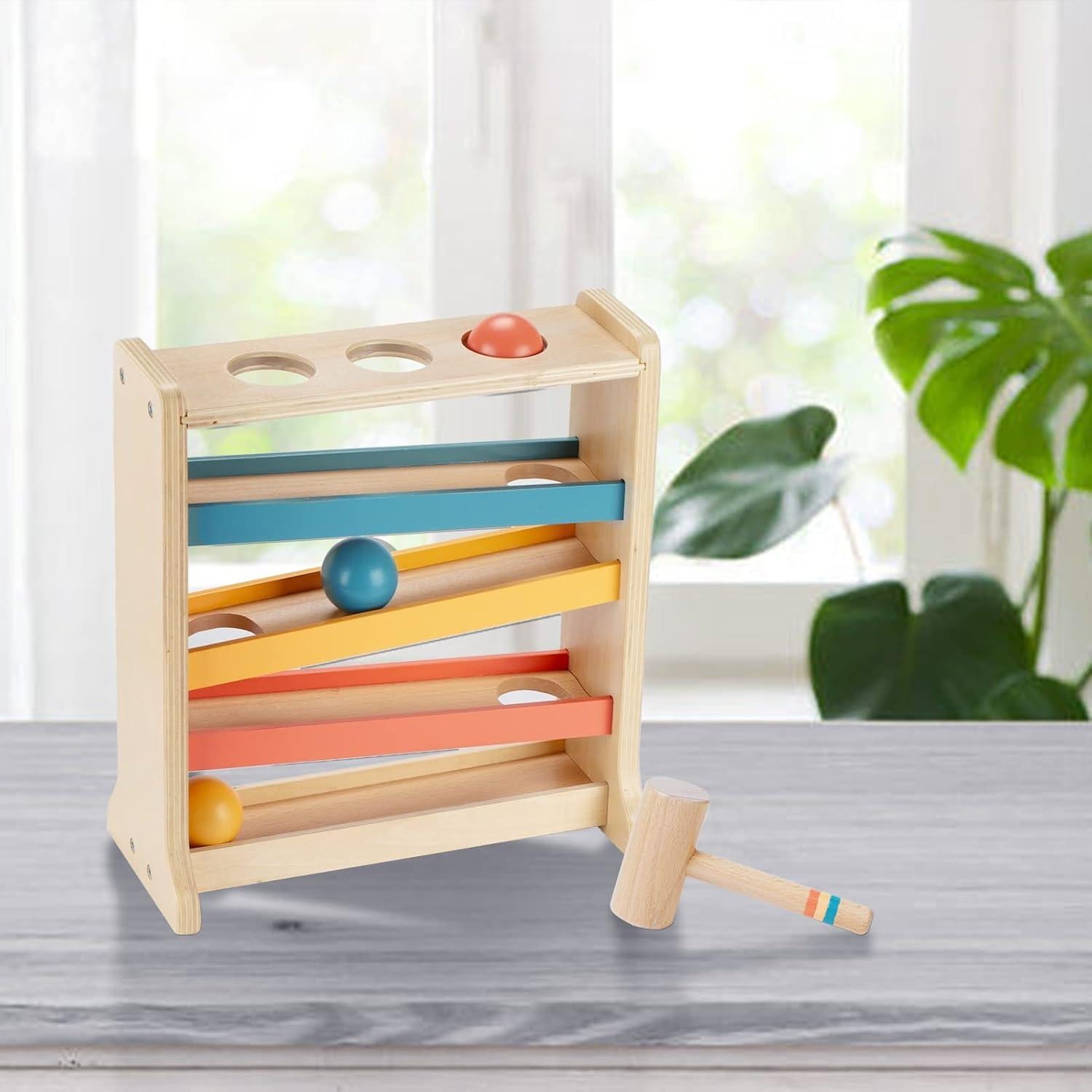 Rastreador de Pelotas Montessori TOYICOME - Juguete de Madera para Niños 1-3 Años