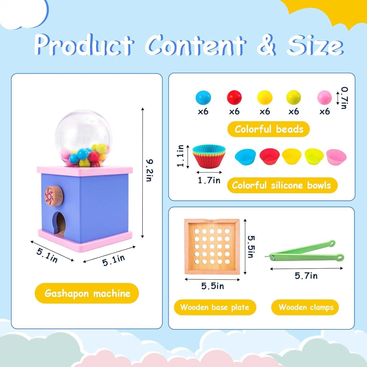 Juego de Cuentas de Máquina de Caramelos Adena Montessori - Juguete Educativo para Niños 3 a 5 Años