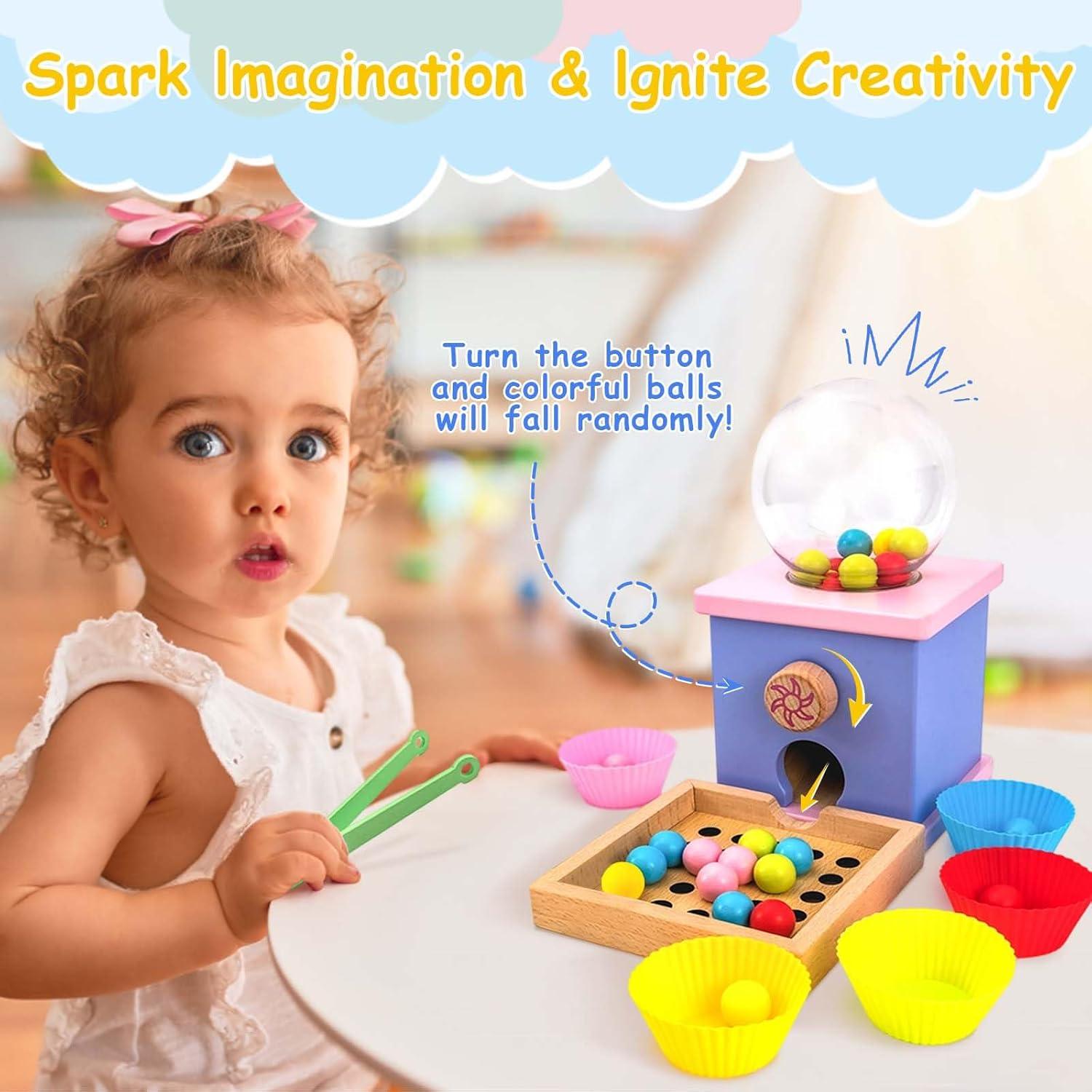 Juego de Cuentas de Máquina de Caramelos Adena Montessori - Juguete Educativo para Niños 3 a 5 Años