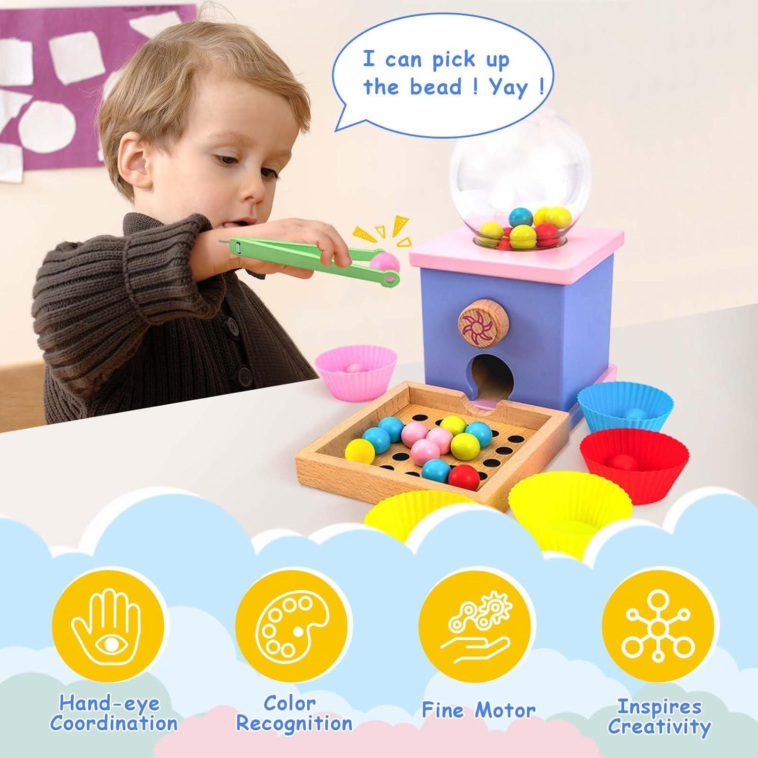 Juego de Cuentas de Máquina de Caramelos Adena Montessori - Juguete Educativo para Niños 3 a 5 Años