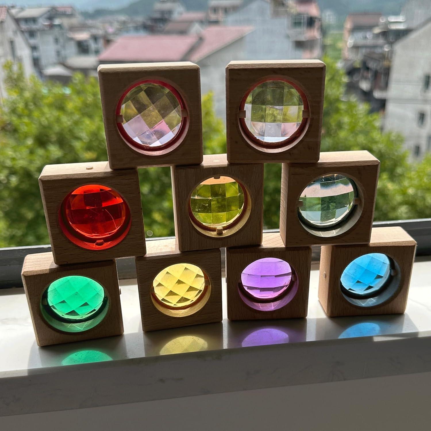 16PCS Bloques de Gemas de Acrílico y Madera KOAICS - Juguetes Educativos