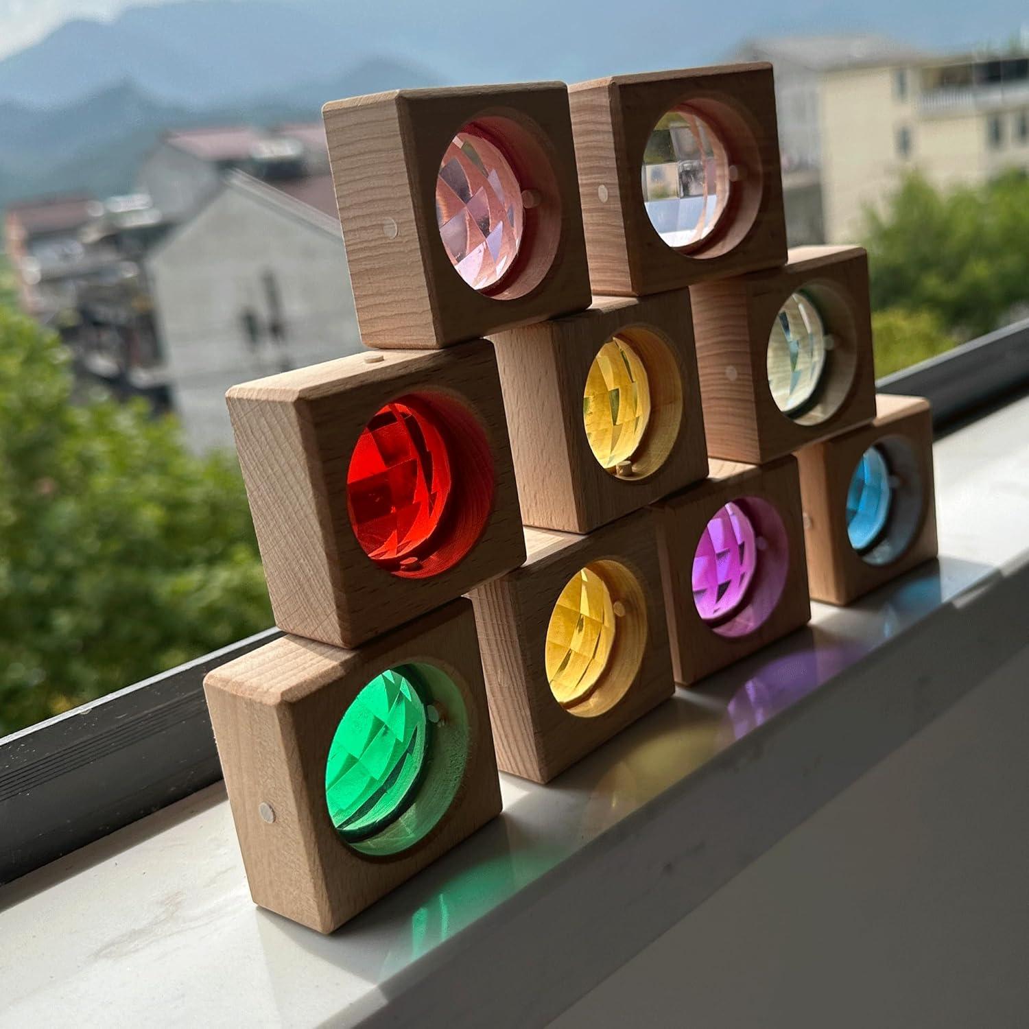 16PCS Bloques de Gemas de Acrílico y Madera KOAICS - Juguetes Educativos