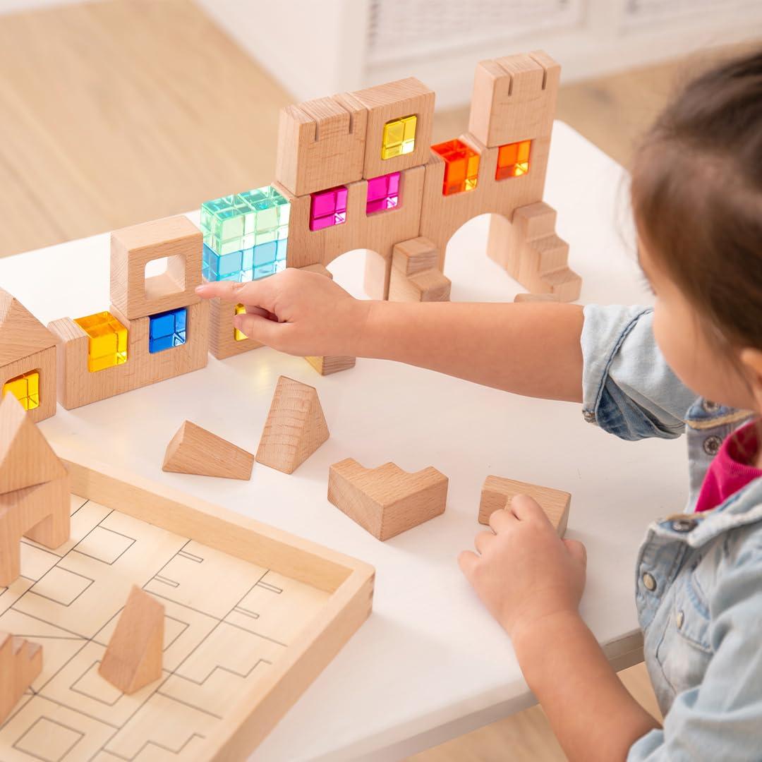 Juego de Construcción Sensorial Tickit - 39 Piezas de Madera y Acrílico