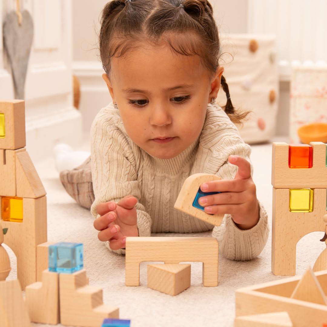 Juego de Construcción Sensorial Tickit - 39 Piezas de Madera y Acrílico