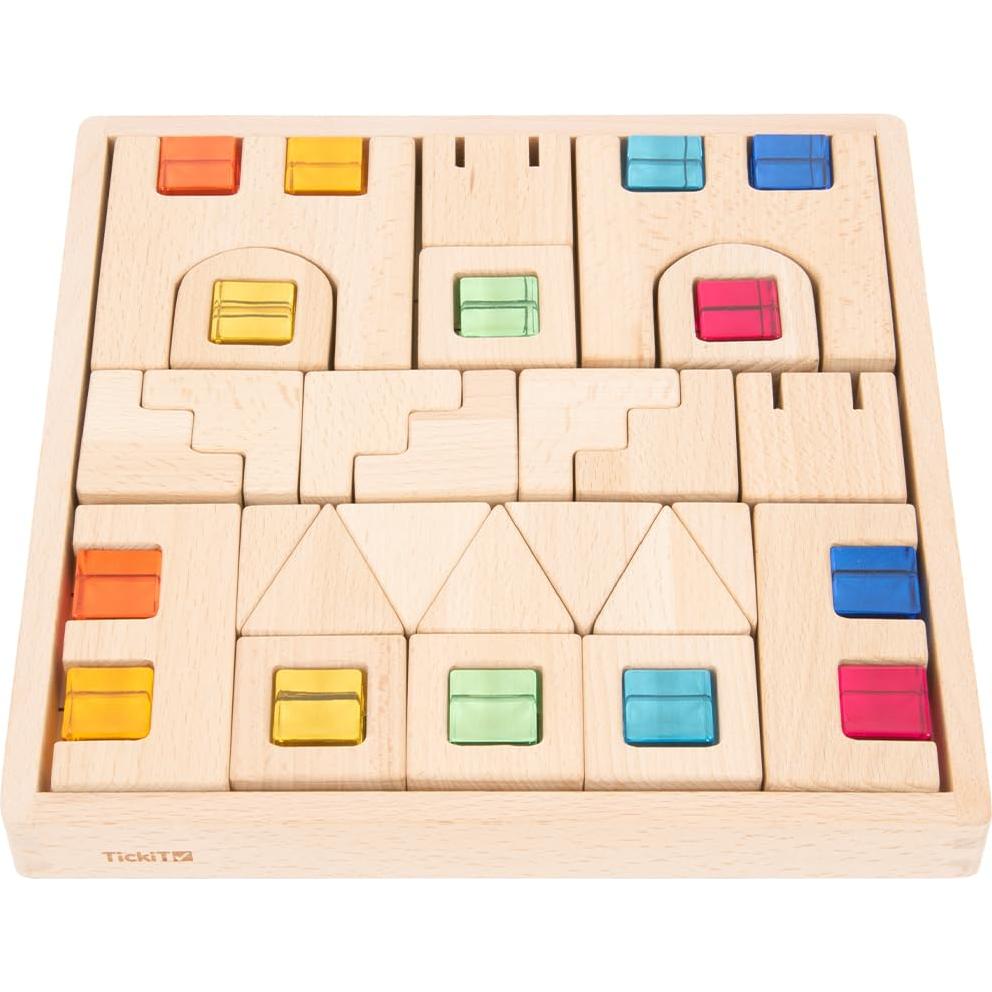 Juego de Construcción Sensorial Tickit - 39 Piezas de Madera y Acrílico