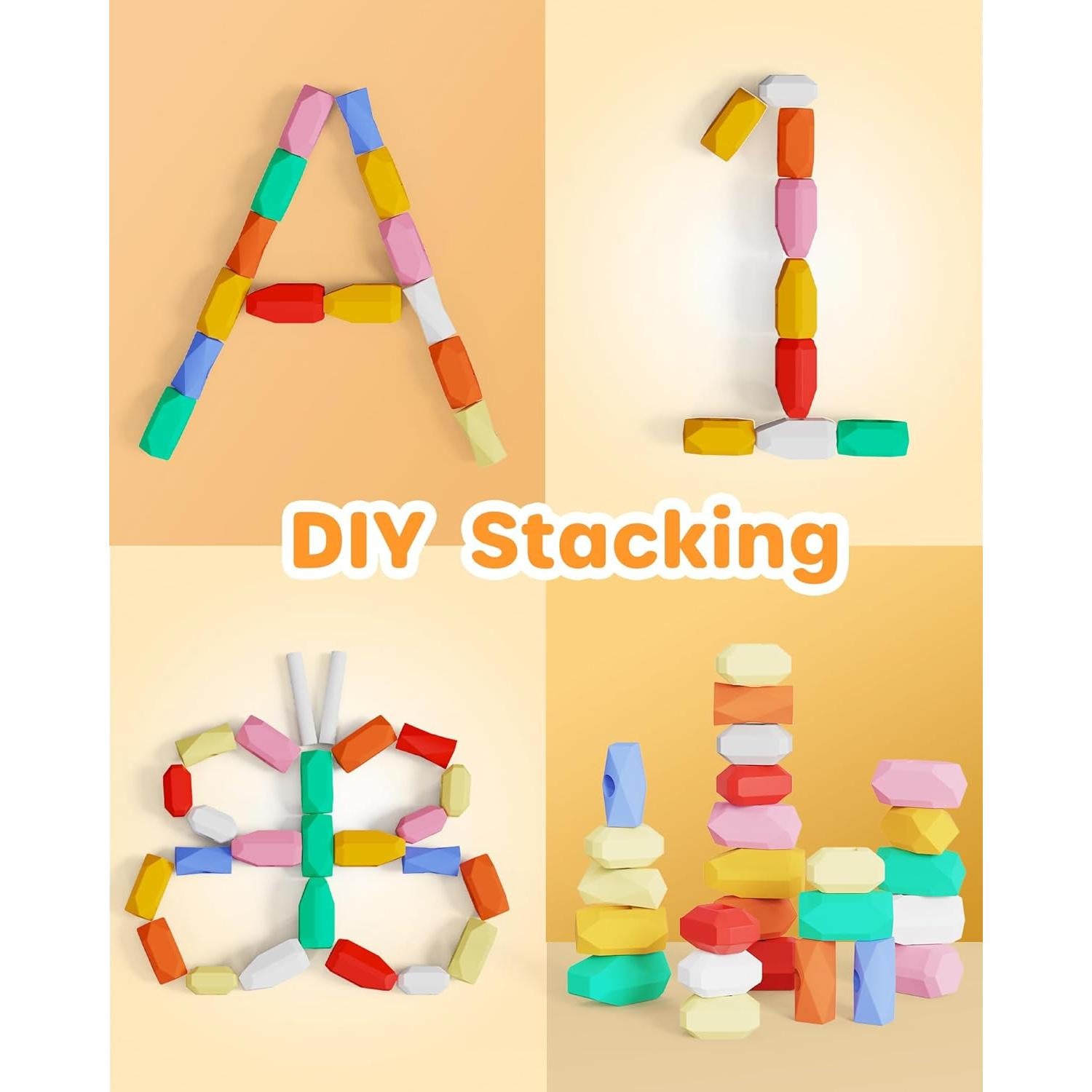 D-FantiX Juguetes Montessori 39 Piezas Rocas de Silicona