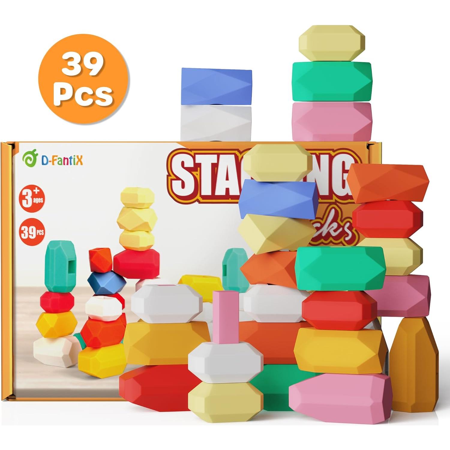 D-FantiX Juguetes Montessori 39 Piezas Rocas de Silicona