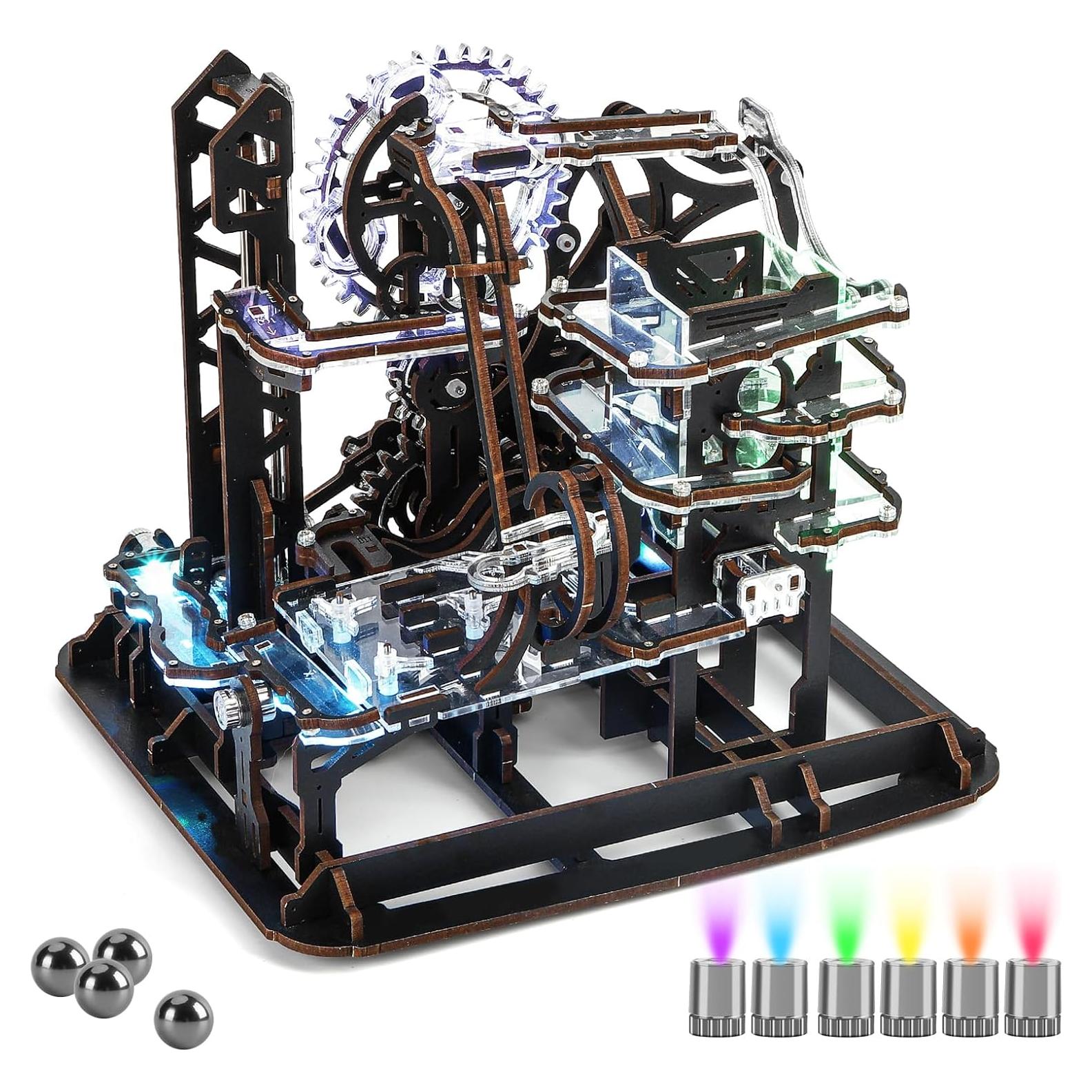 Rompecabezas 3D de Madera Nicknack con Canicas y LED