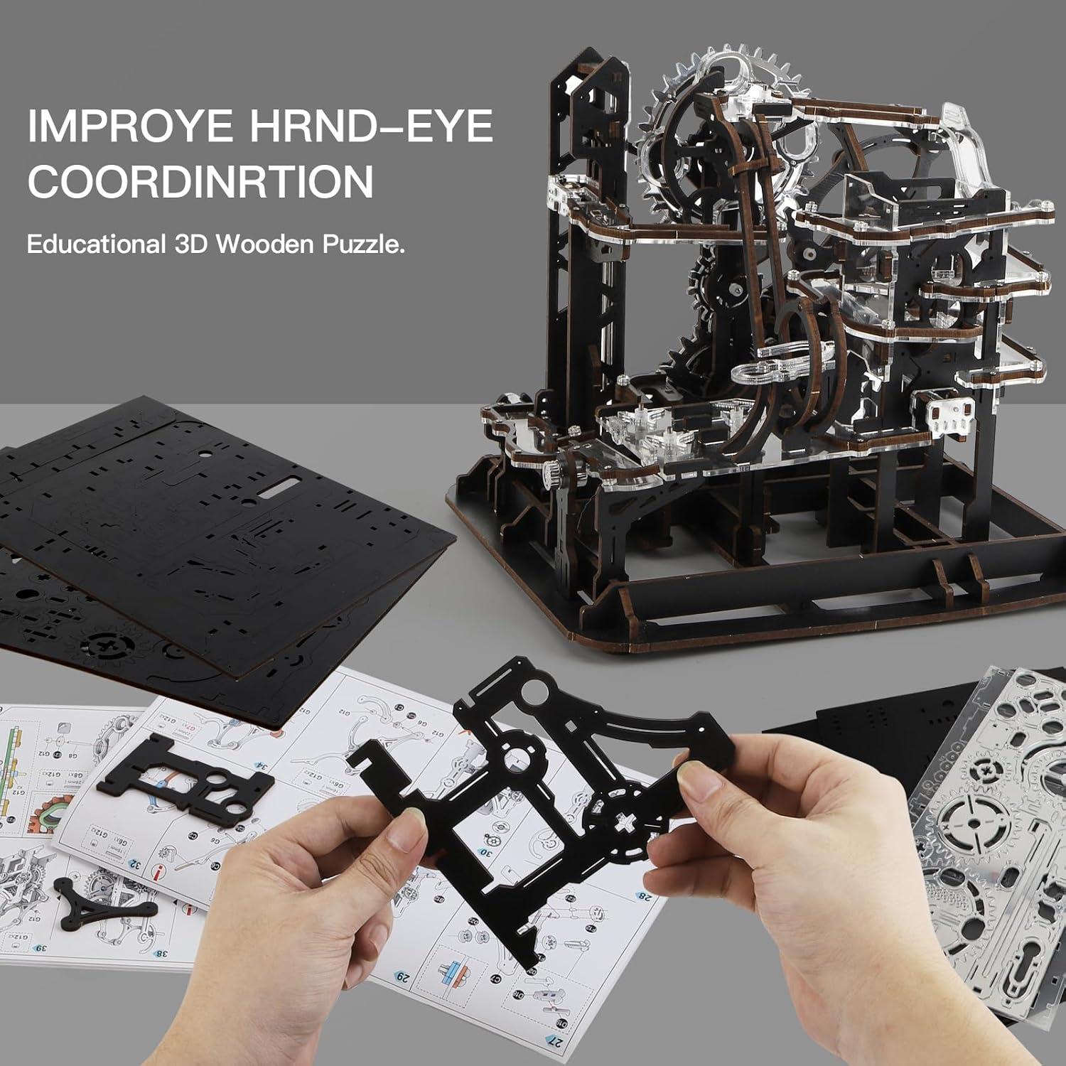 Rompecabezas 3D de Madera Nicknack con Canicas y LED