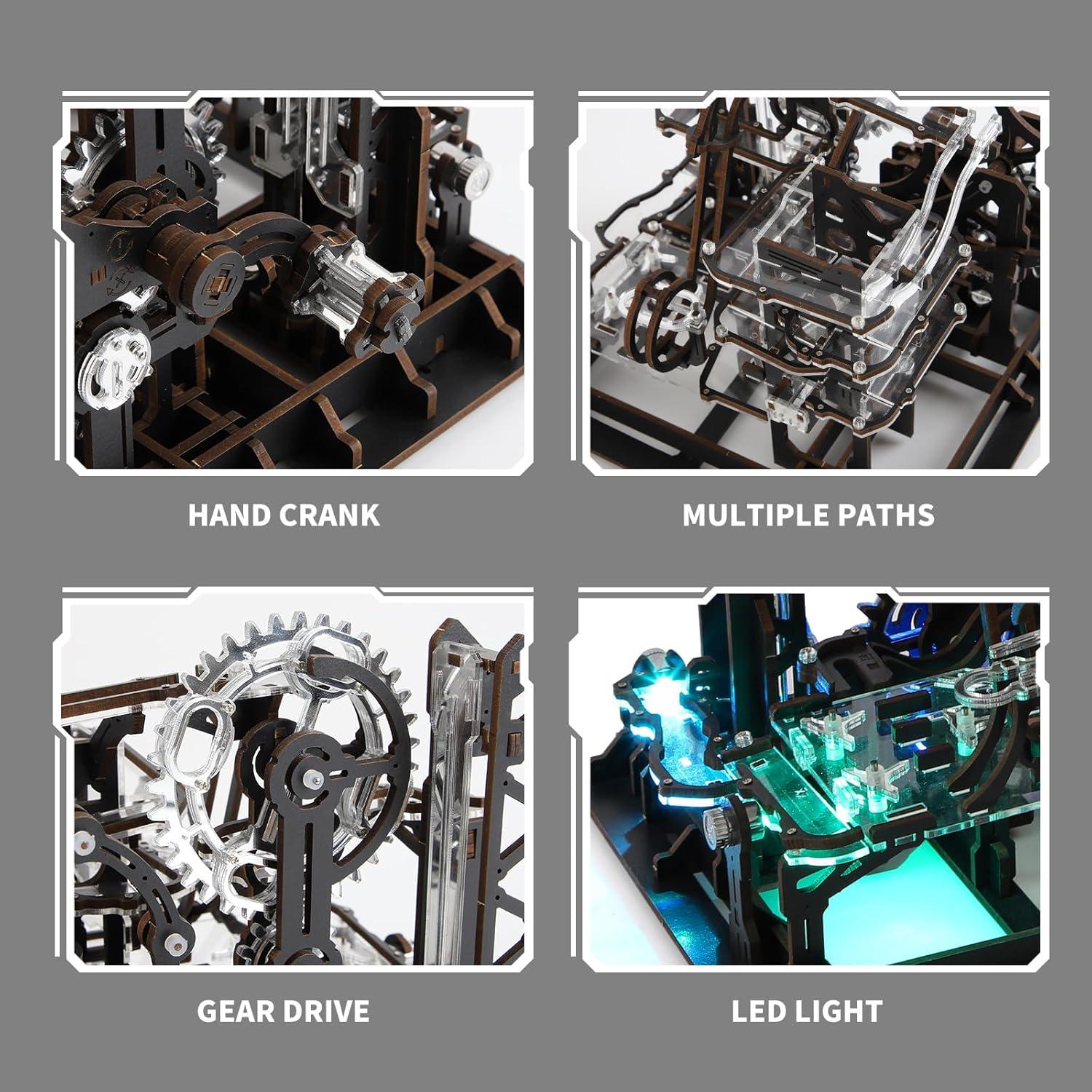 Rompecabezas 3D de Madera Nicknack con Canicas y LED