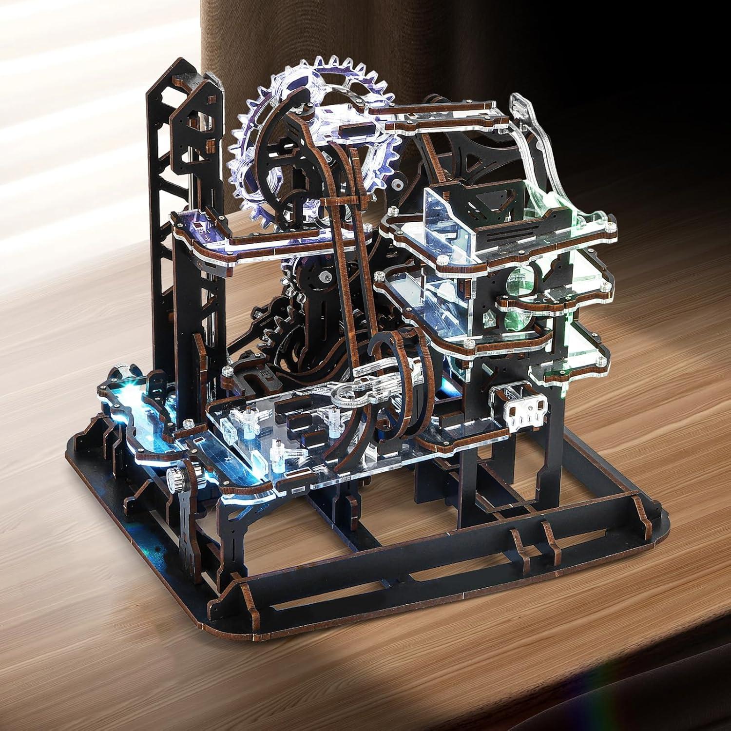 Rompecabezas 3D de Madera Nicknack con Canicas y LED