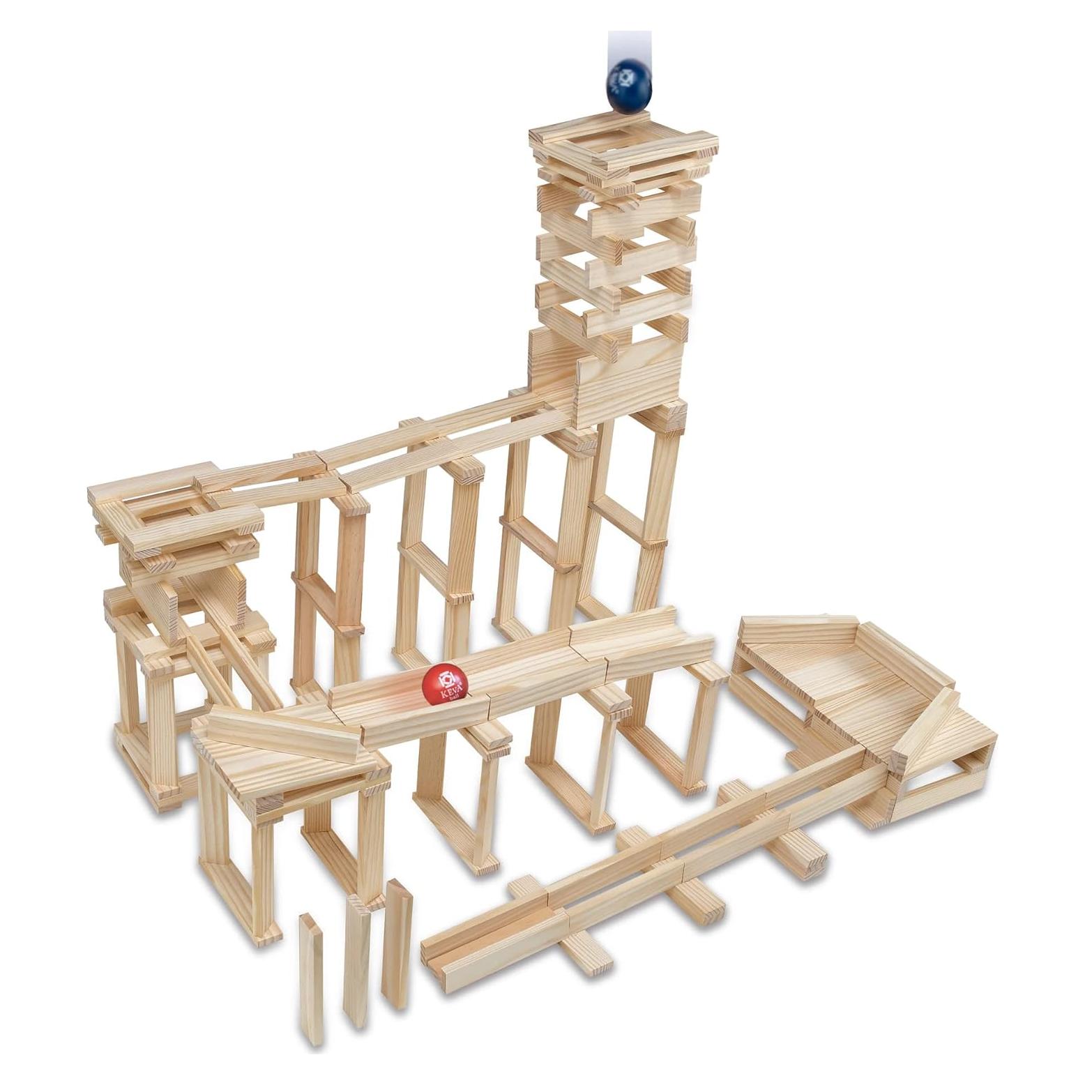 Juego de Bloques de Madera KEVA MindWare - Kit de Carrera de Canicas 400 Tablas