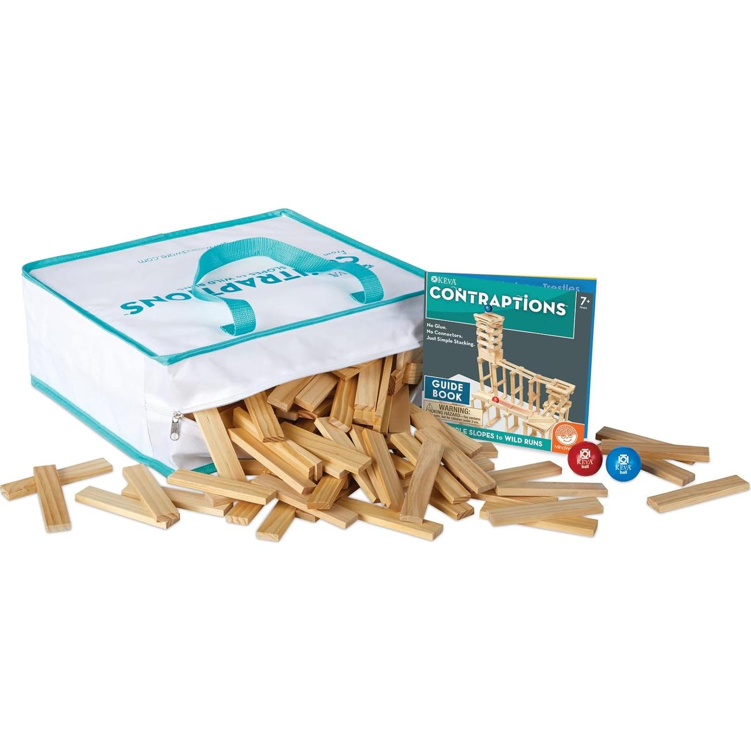 Juego de Bloques de Madera KEVA MindWare - Kit de Carrera de Canicas 400 Tablas