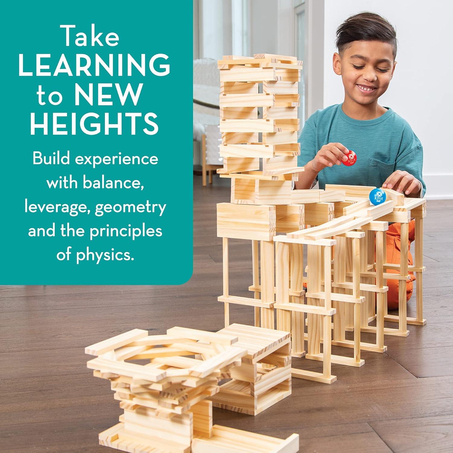 Juego de Bloques de Madera KEVA MindWare - Kit de Carrera de Canicas 400 Tablas