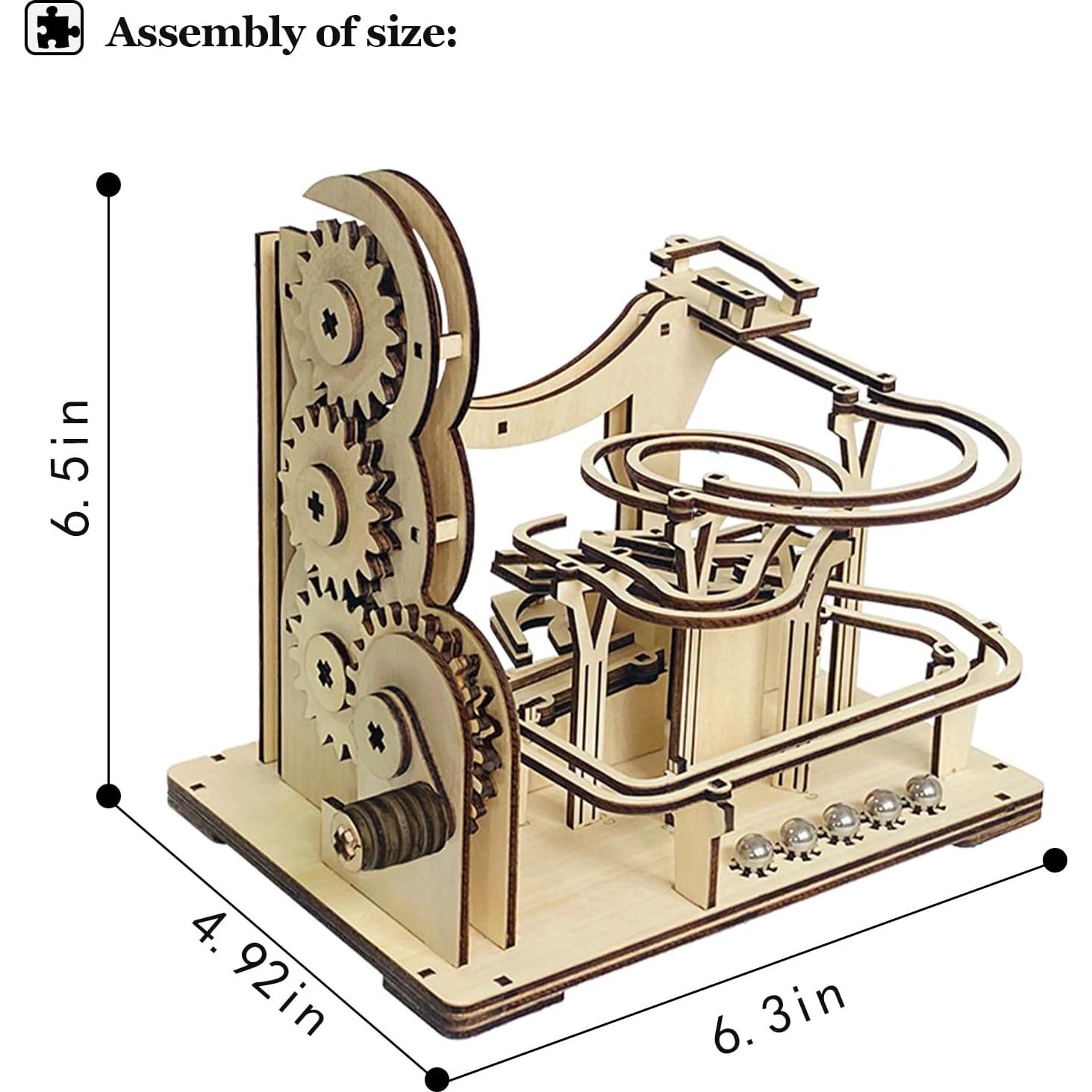 3D Wooden Puzzles for Adults, Wooden Marblr Run Model Kit, 3D Puzzle Marble Game Gifts for Puzzle Lovers(Roller Coaster Track)