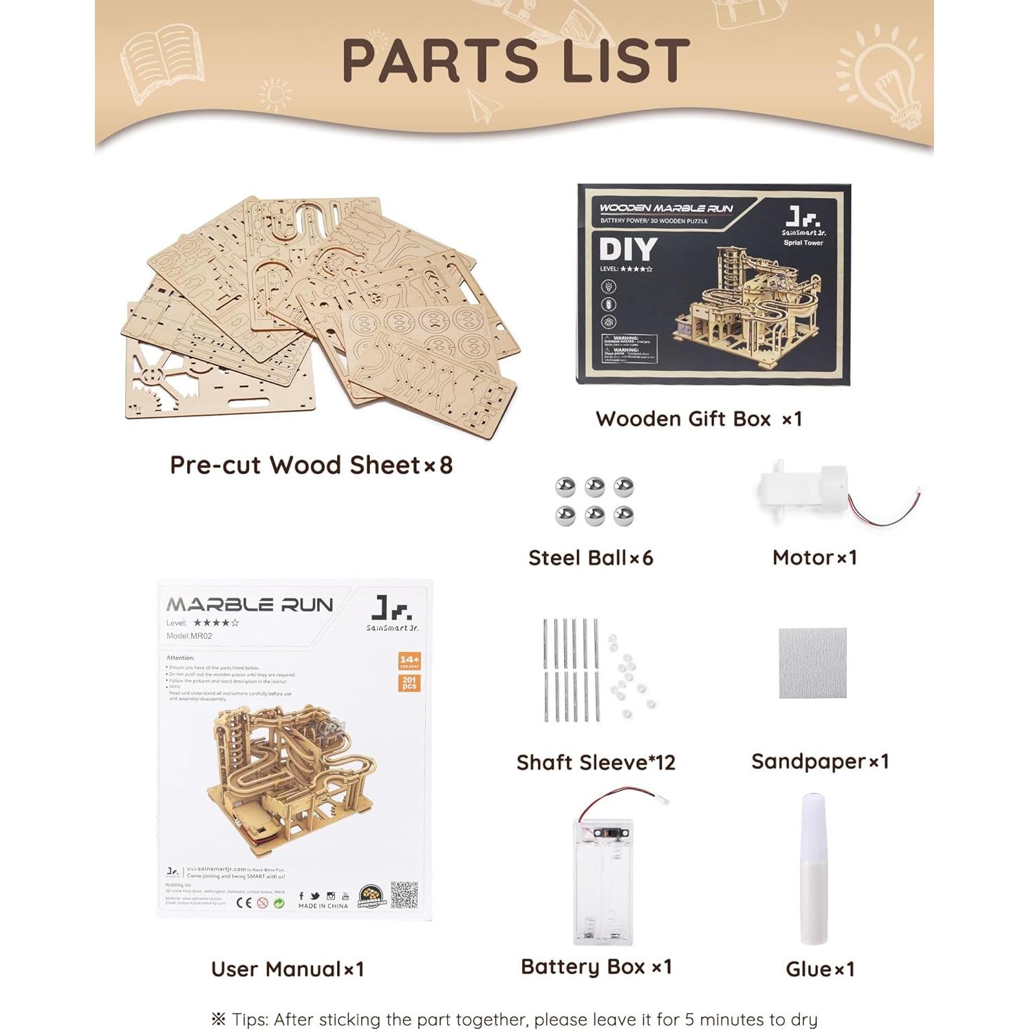 Rompecabezas 3D de Madera SainSmart Jr. 225 Piezas Canicas