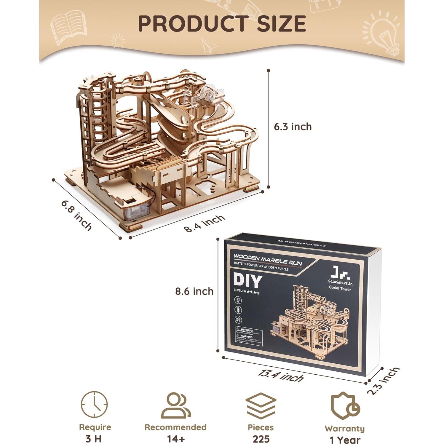 Rompecabezas 3D de Madera SainSmart Jr. 225 Piezas Canicas
