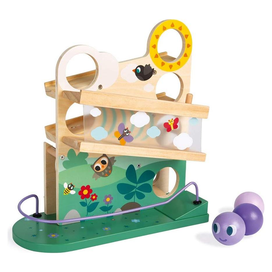 Pista de Bolas de Madera Janod - Oruga - 29 x 12 x 30 cm