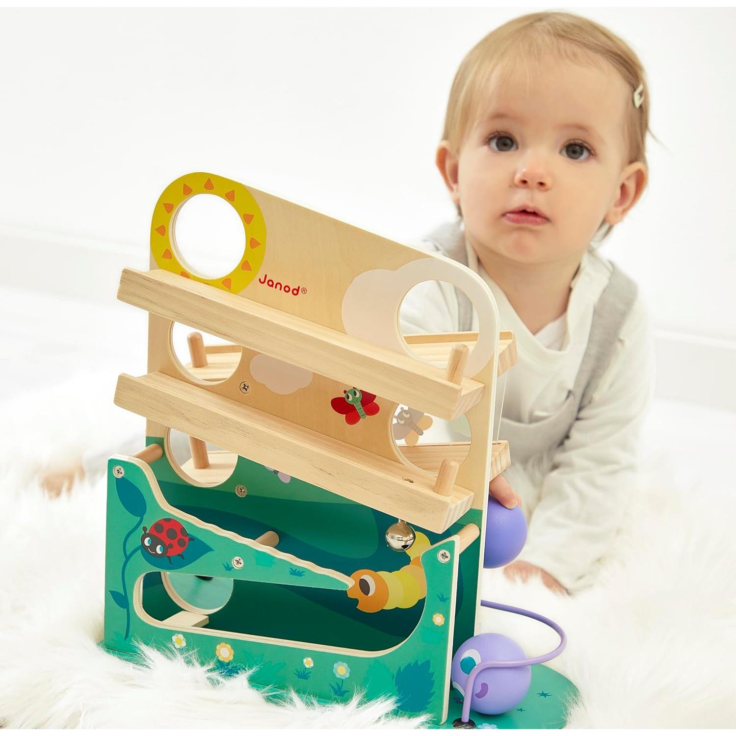 Pista de Bolas de Madera Janod - Oruga - 29 x 12 x 30 cm