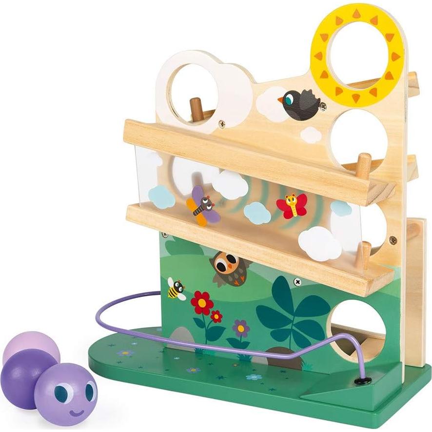 Pista de Bolas de Madera Janod - Oruga - 29 x 12 x 30 cm